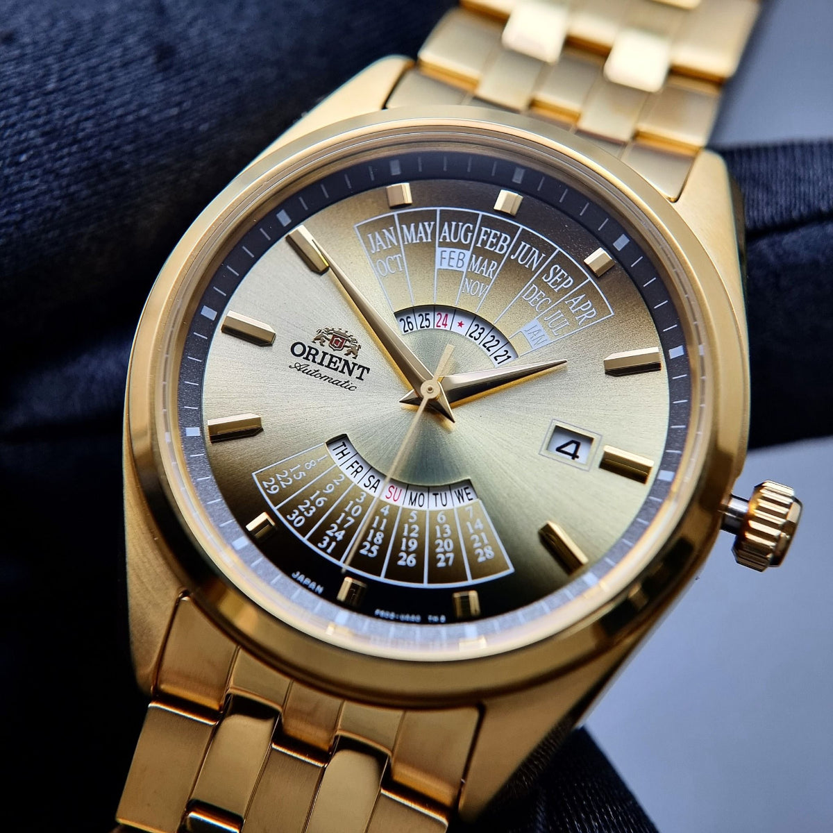 Orient Multi-Year Calendar 43.5mm Gold Gradation Dial Steel Mens Automatic Watch RA-BA0001G30B