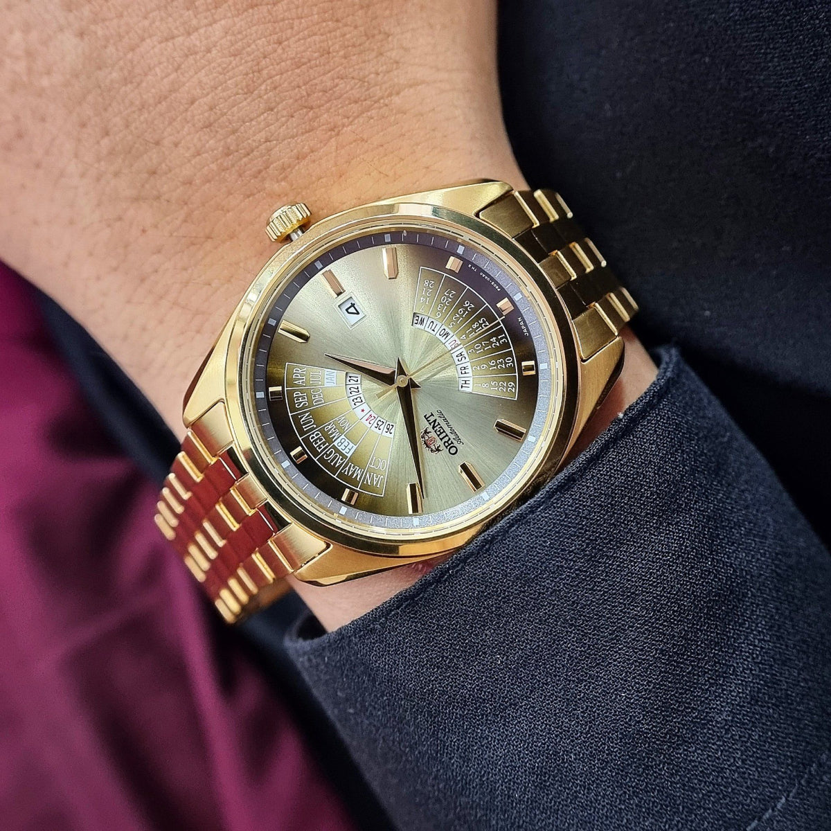 Orient Multi-Year Calendar 43.5mm Gold Gradation Dial Steel Mens Automatic Watch RA-BA0001G30B