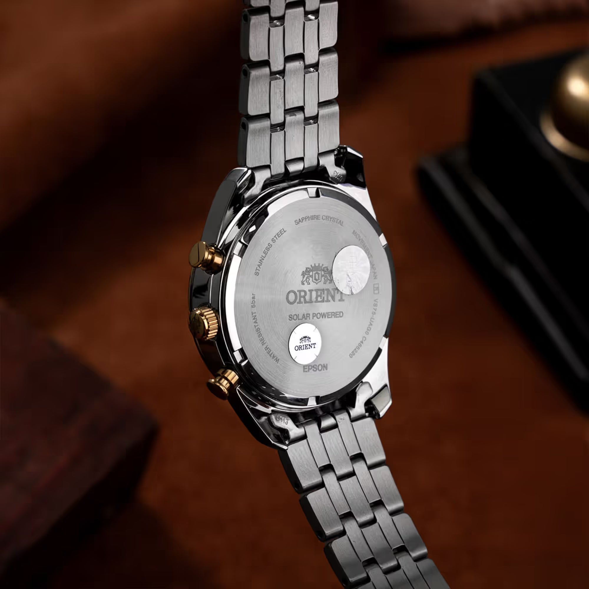 Orient Stretto 40mm Chronograph White Dial Steel Mens Solar Watch RA-TX0302S30B
