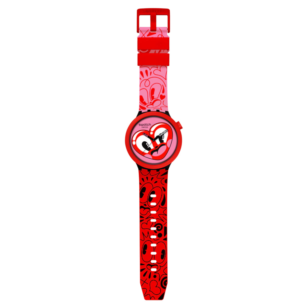 Swatch BIOCERAMIC Hattie’s Quartz Heart Pink Dial Silicone Strap Watch SB05Z103