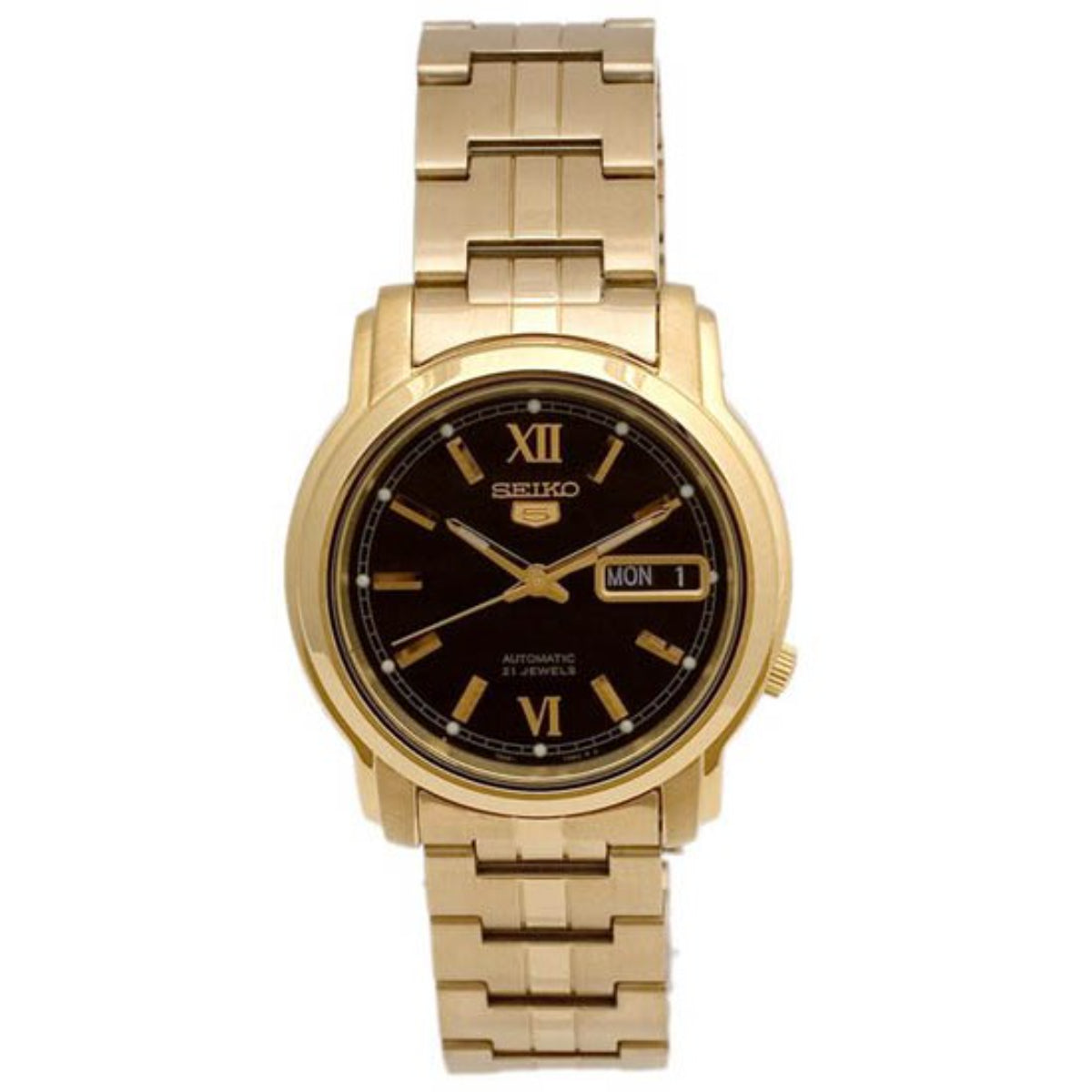 Seiko 5 Black Dial Stainless Steel Men's Watch SNKK86K1