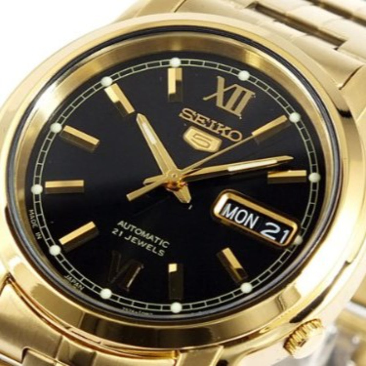 Seiko 5 Black Dial Stainless Steel Men's Watch SNKK86K1