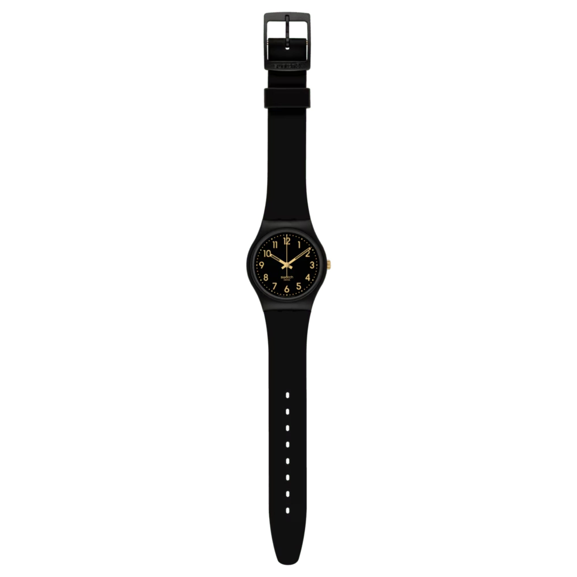 Swatch Golden Tac Schwarzes biobasiertes Zifferblatt Uhr SO28B113