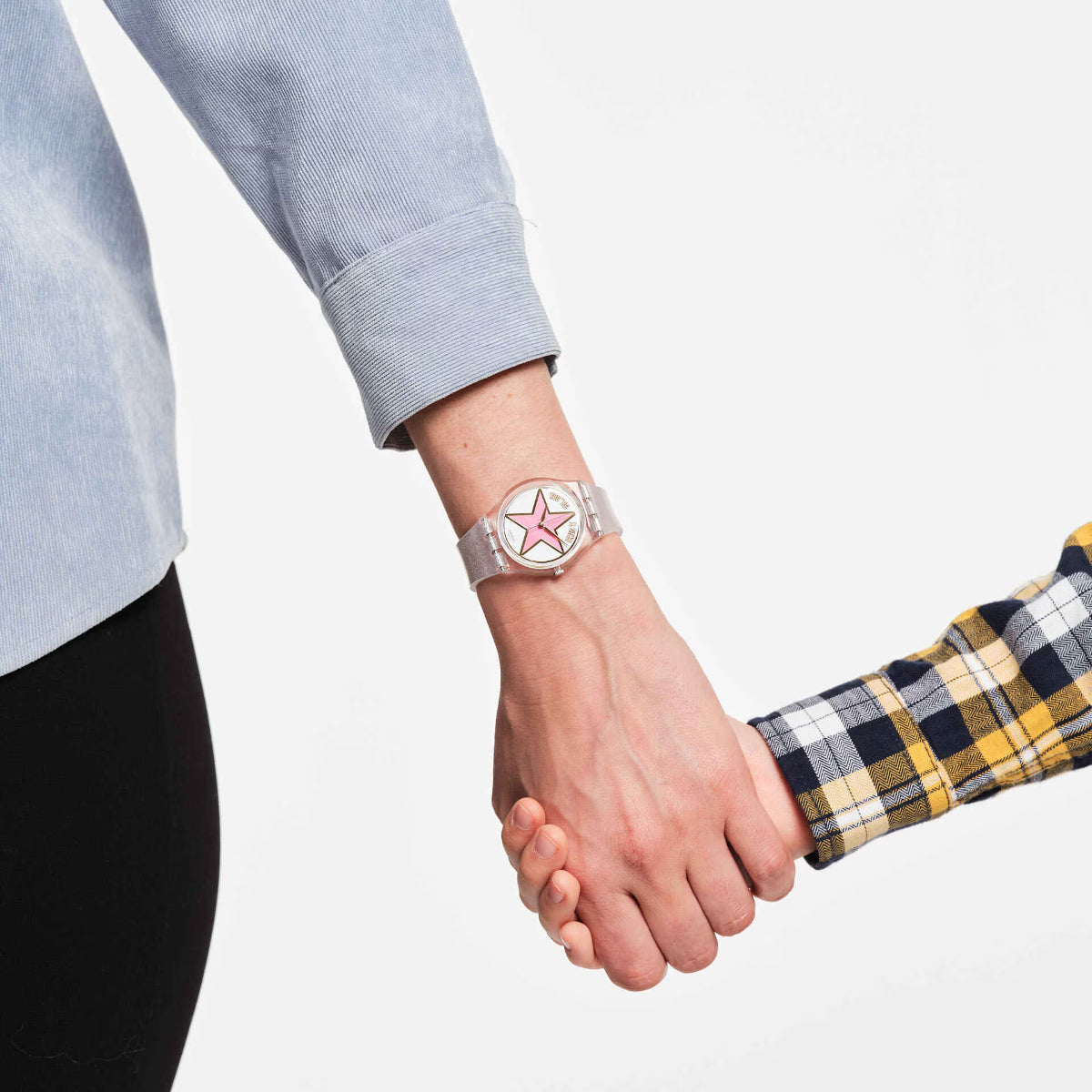 Swatch Star Mom Quartz Pink Dial Silicone Strap Ladies Watch SO28Z108