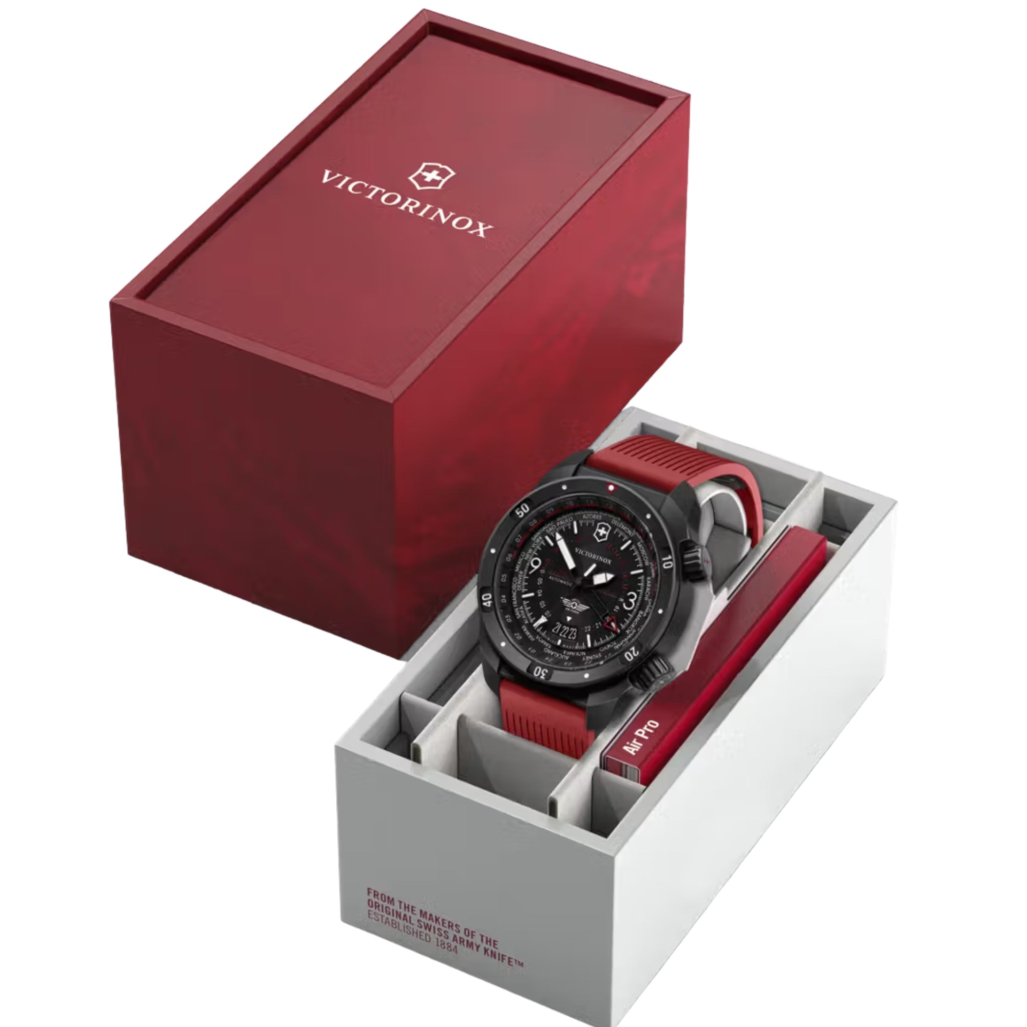 Victorinox Air Pro 43mm GMT Black Dial Rubber Mens Automatic Watch 242006