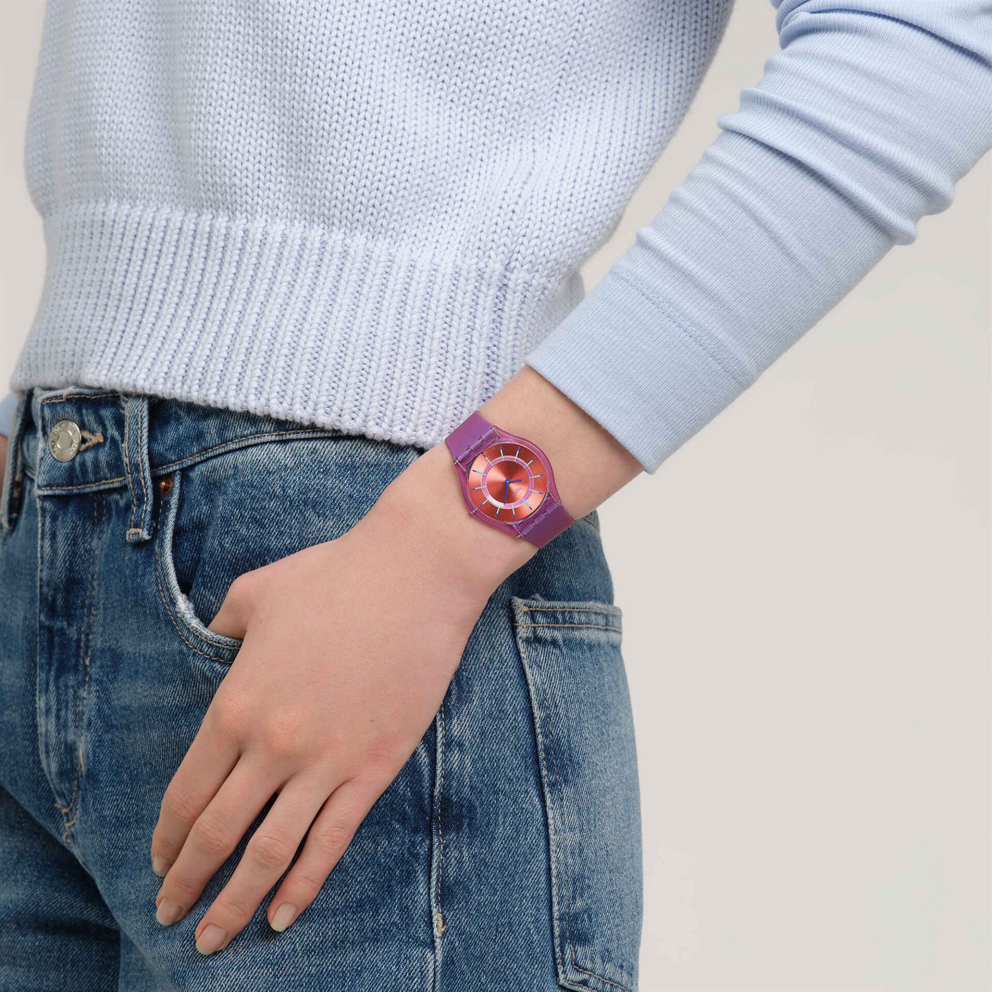 Swatch Sweet Strawberry Dream Rotes Zifferblatt Silikonarmband Uhr SS08V108