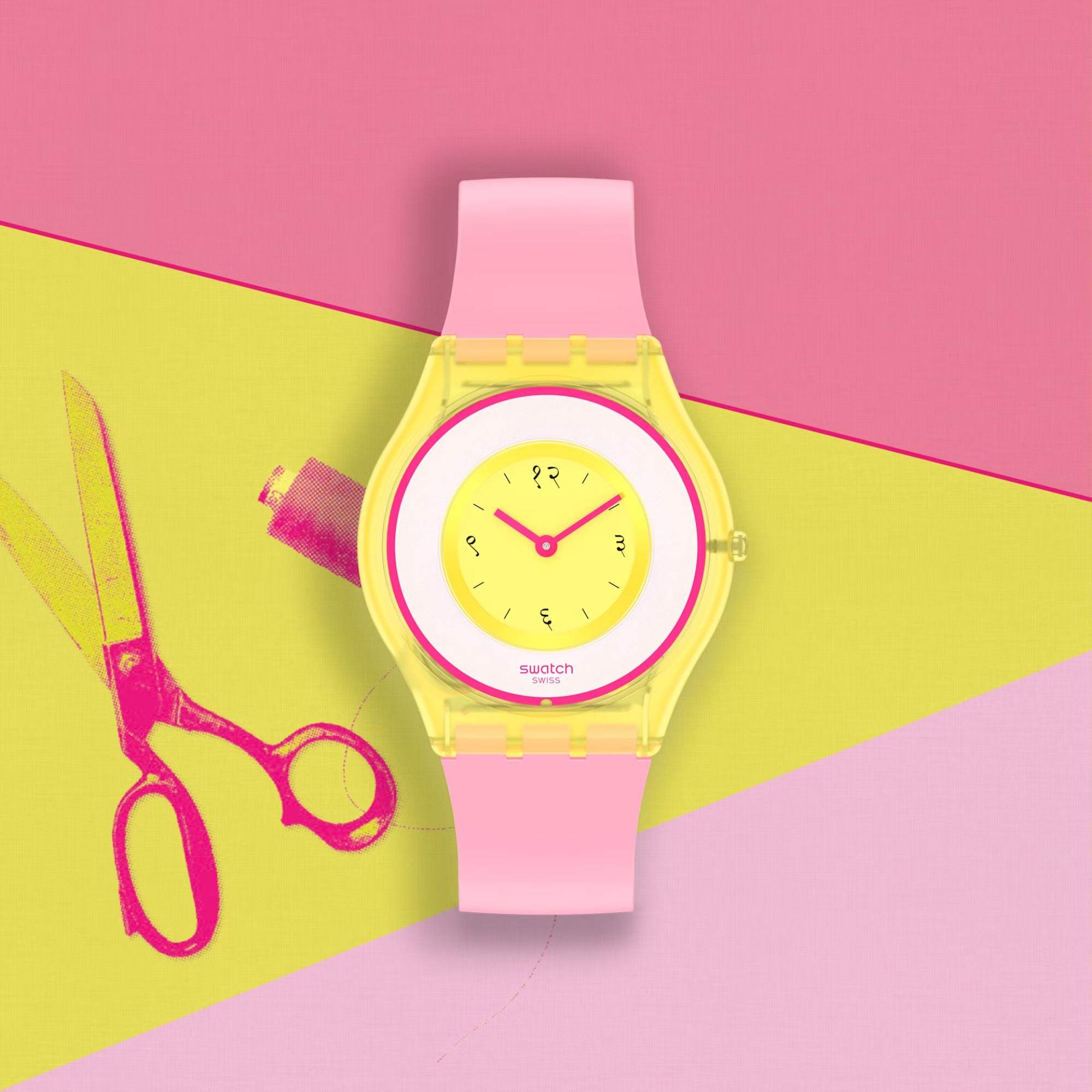 Swatch Supriya Lele India Rose 01 Quartz Yellow Dial Silicone Strap Ladies Watch SS08Z101