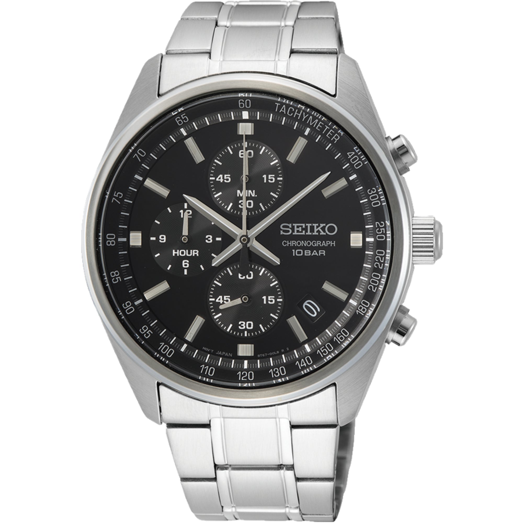 Seiko Essentials SSB379P1 black dial front view