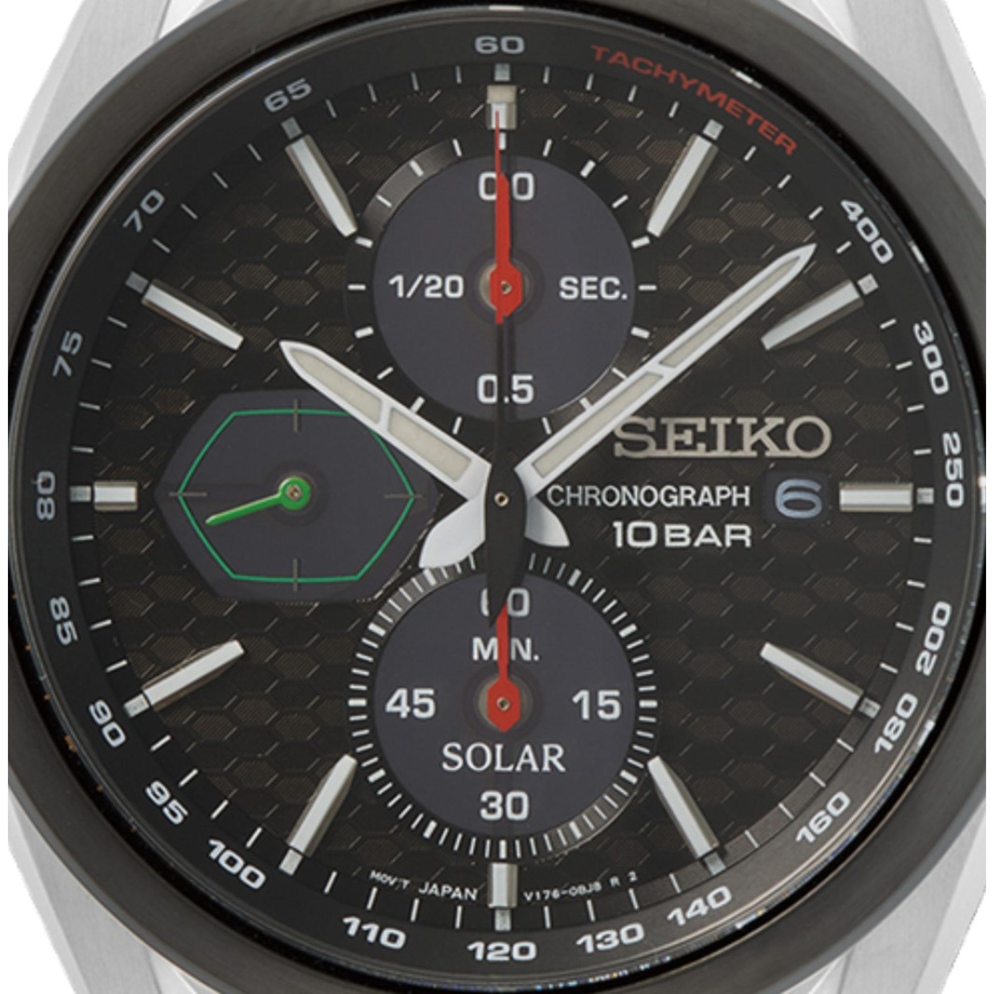 Seiko Conceptual 41,4 mm Solar Chronograph Schwarzes Zifferblatt Stahl Herren Quarz Uhr SSC803P1