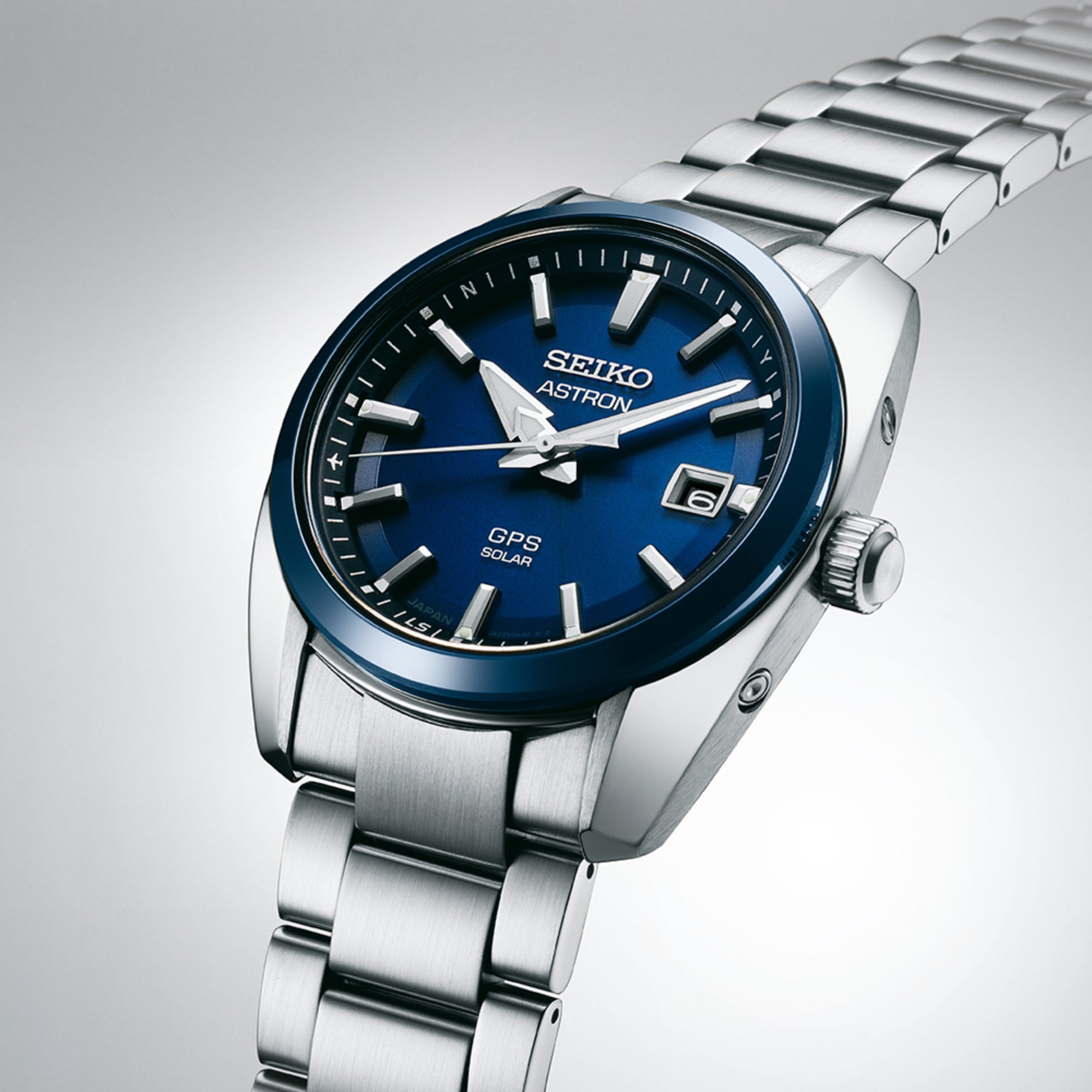 Seiko Astron GPS Solar Quartz Blue Dial Stainless Steel Bracelet Men's Watch SSJ003J1