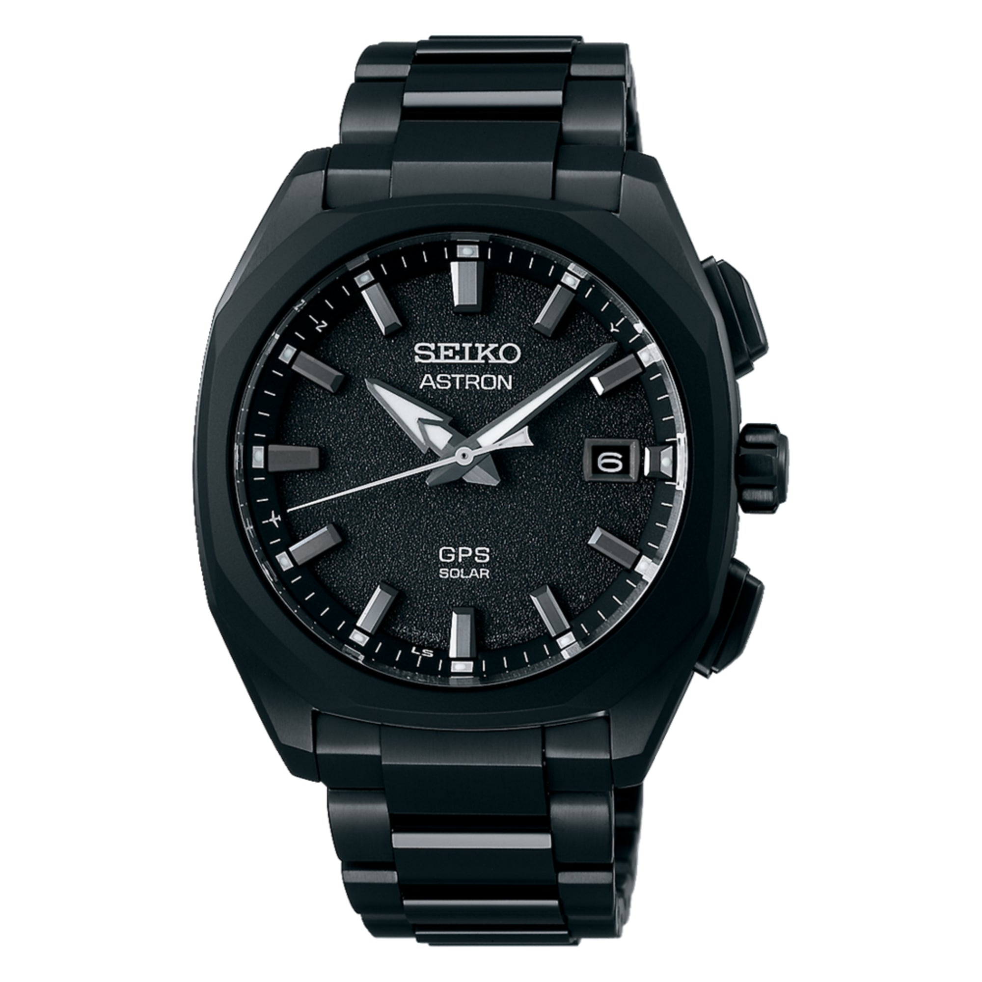 Seiko Astron GPS Solar Quarz Schwarzes Zifferblatt Schwarzes PVD Titanarmband Herrenarmbanduhr SSJ009J1