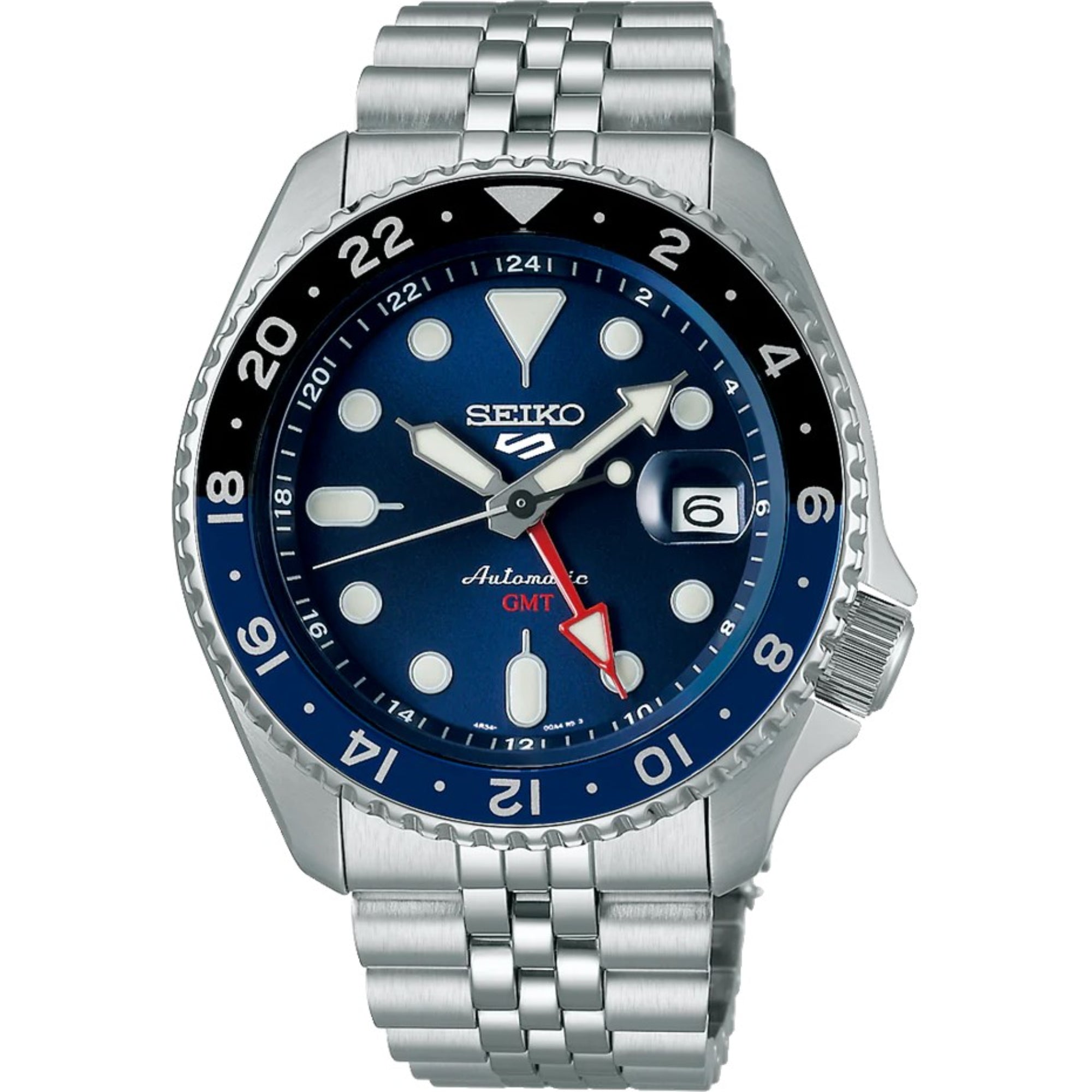Seiko 5 Sports GMT Automatik Blaues Zifferblatt Edelstahlarmband Herren Uhr SSK003K1
