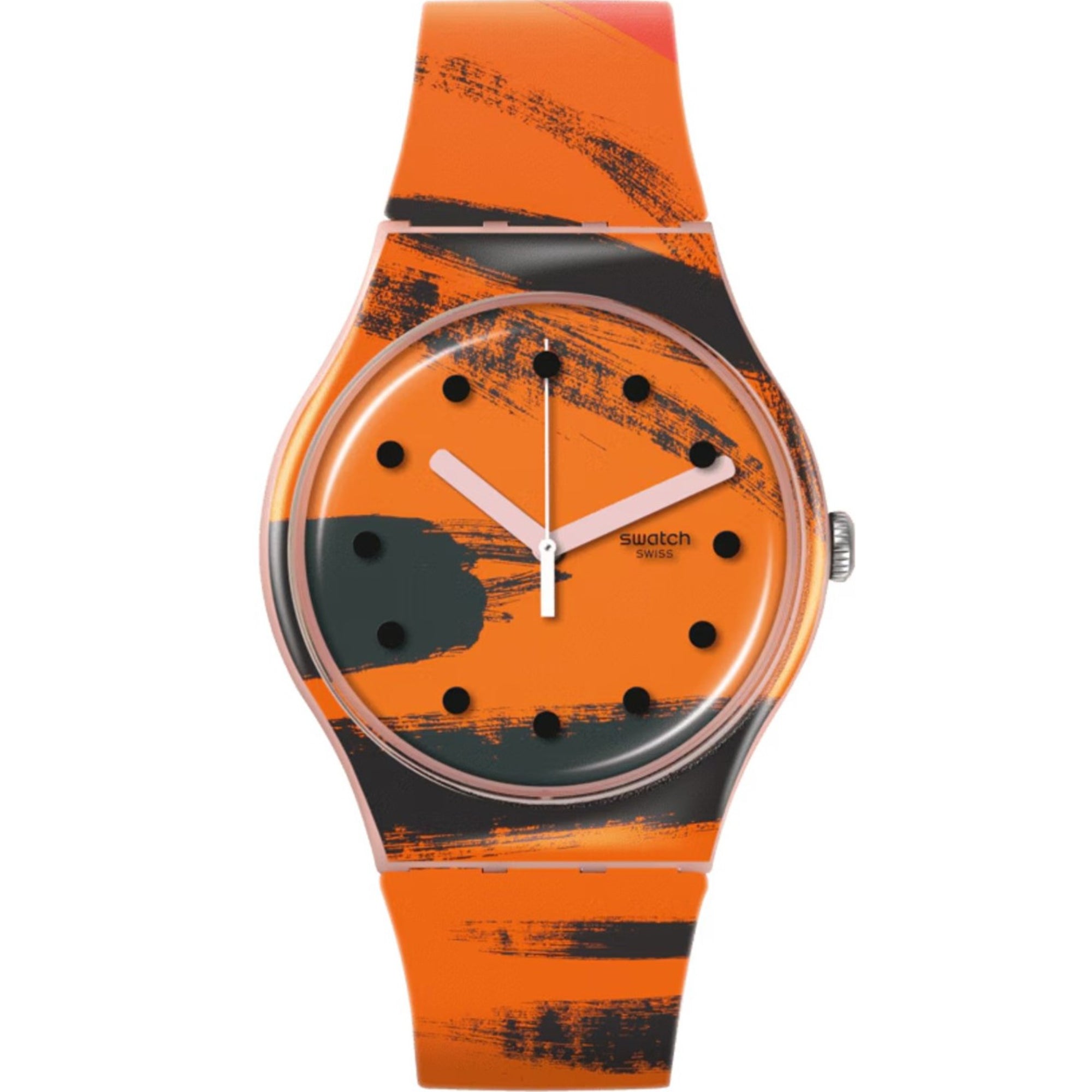 Swatch Barns-Graham's Orange and Red on Pink Silicone Strap Unisex Watch SUOZ362C