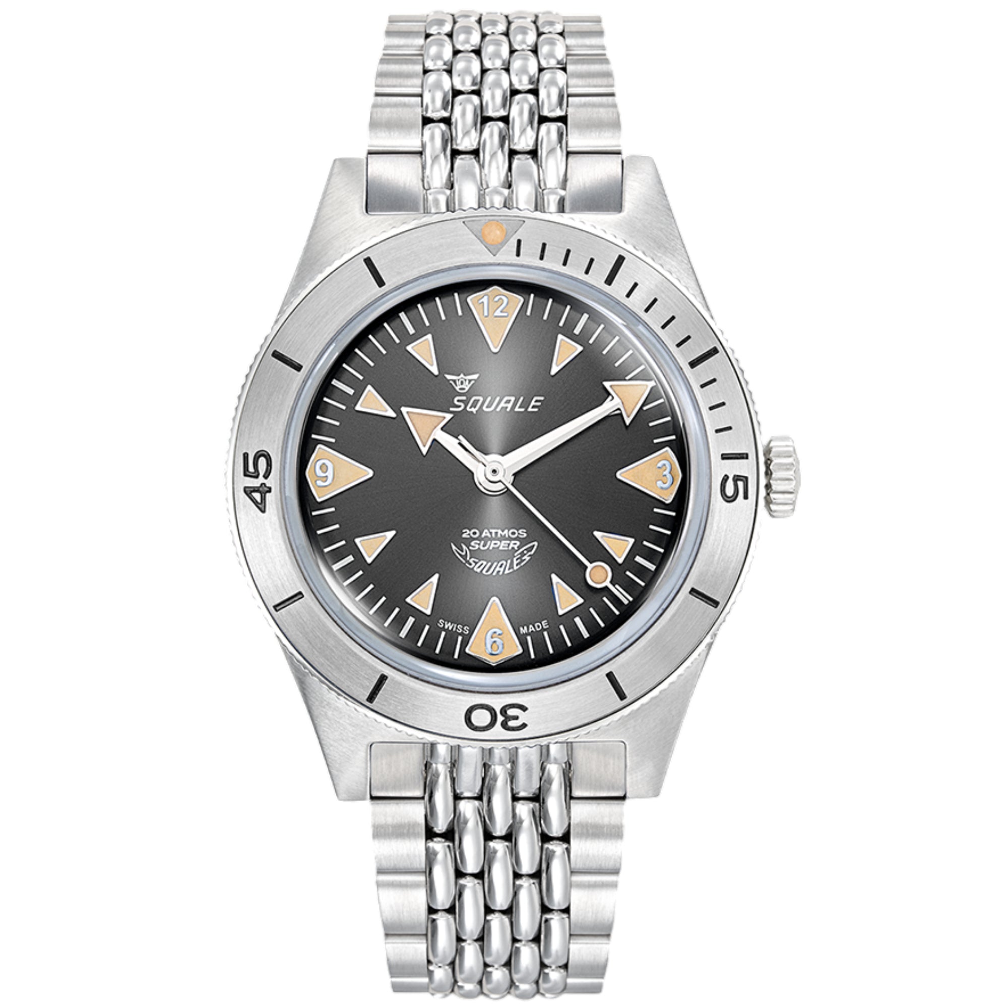 Squale Super-Squale Große Pfeile Automatik Schwarzes Zifferblatt Stahlarmband Herren Uhr SUPERSSABK.AC