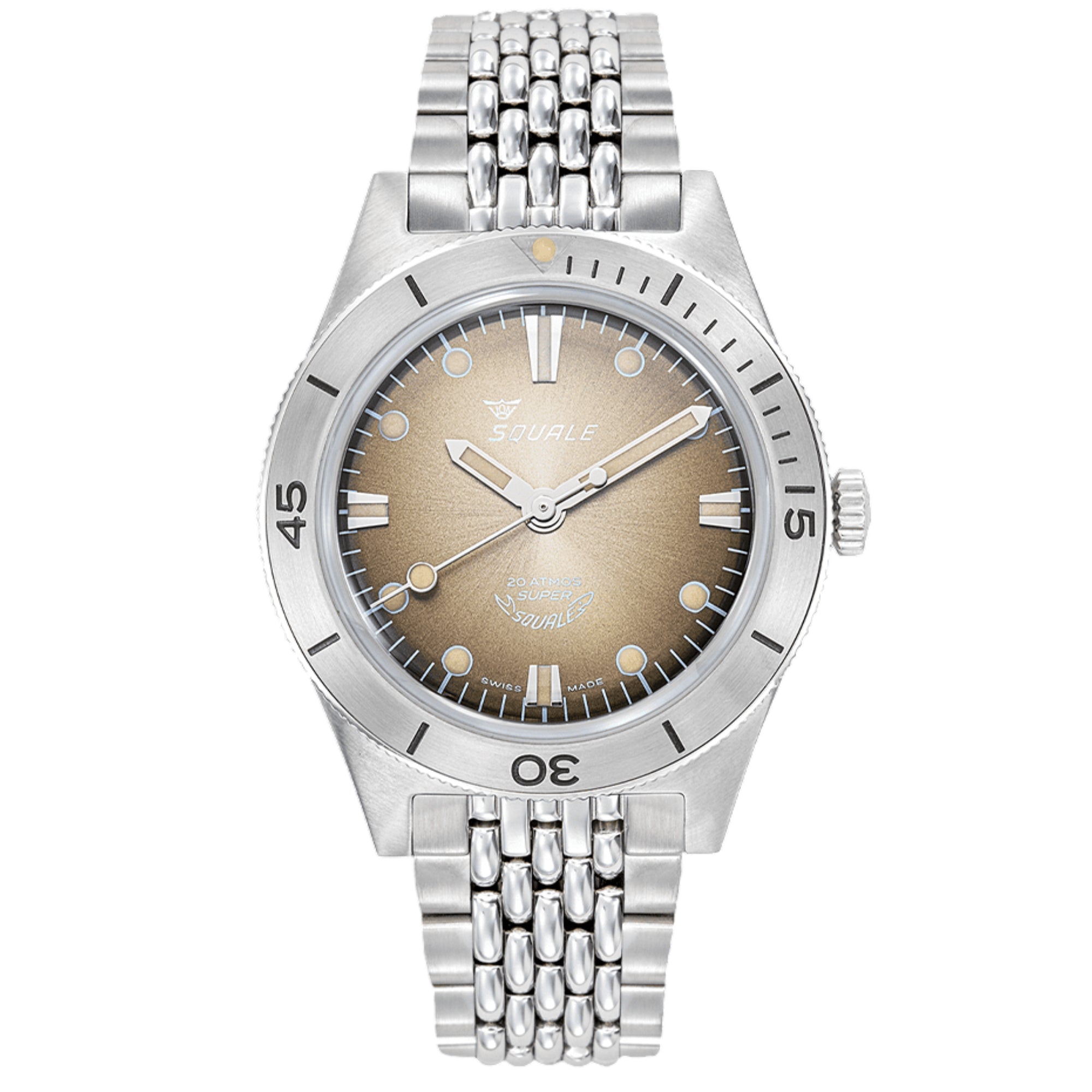Squale Super-Squale Sunray Automatik Braunes Zifferblatt Stahlband Herrenarmbanduhr SUPERSSBW.AC