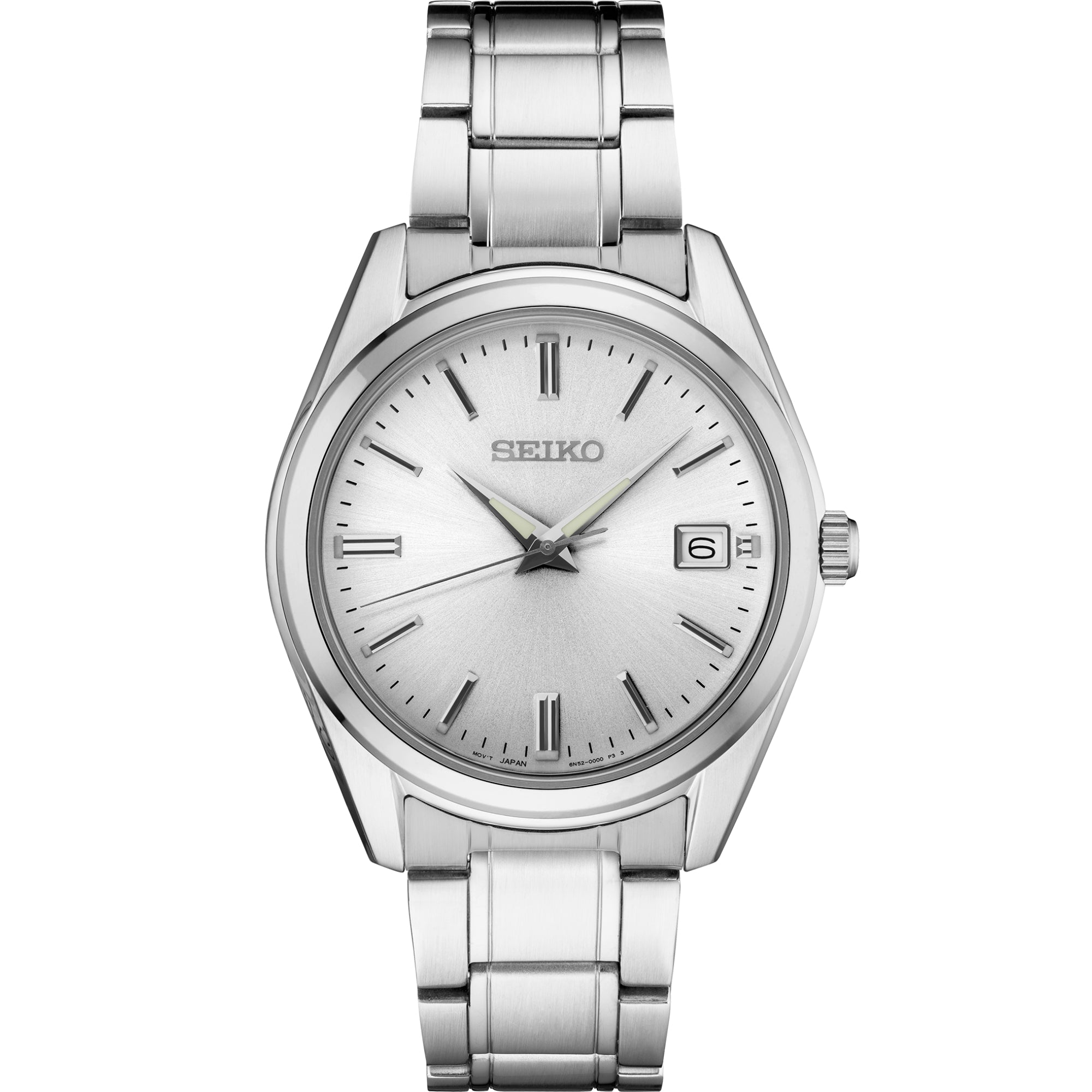 Seiko Essentials SUR307P1 40mm Silver Dial stainless steel quartz watch front view
