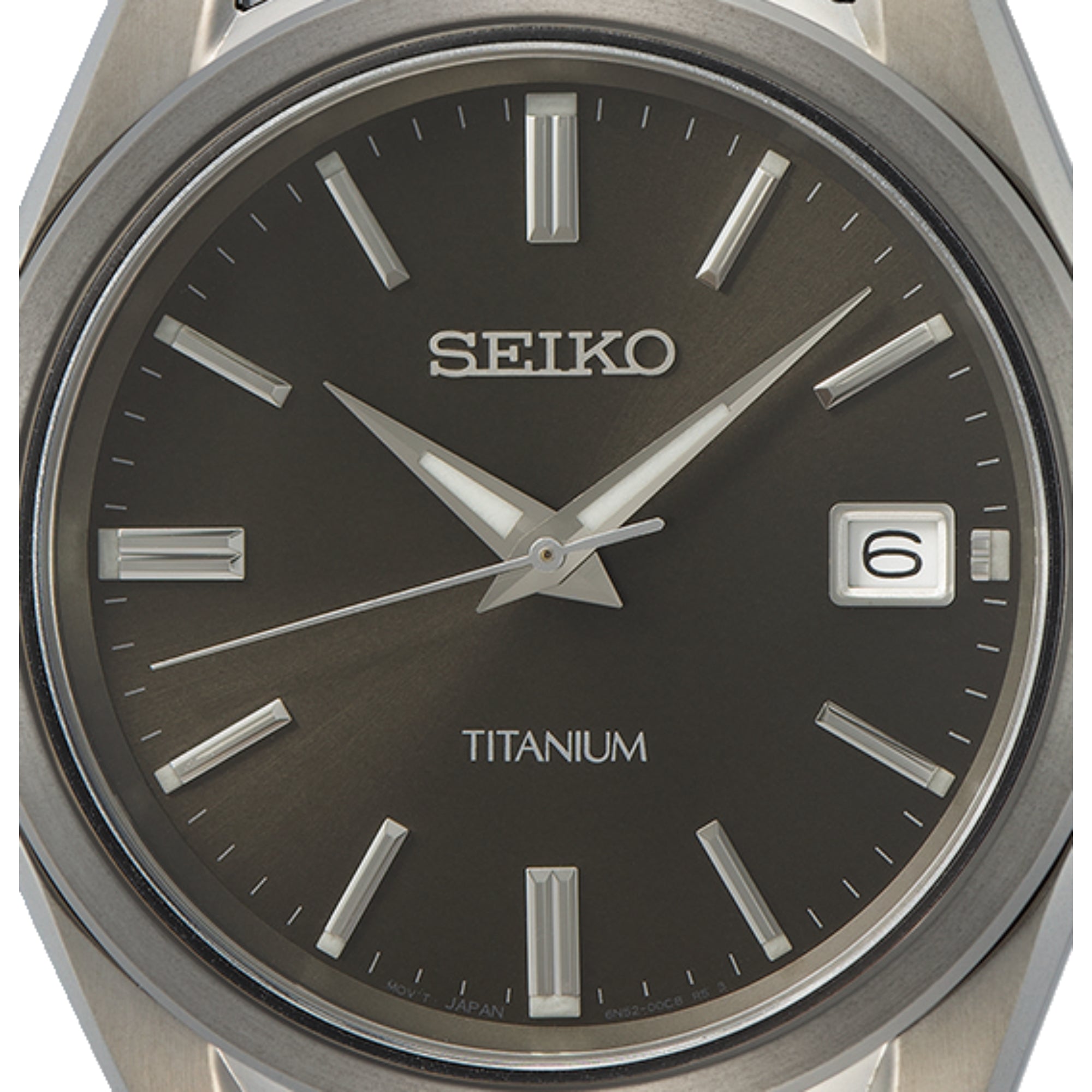 Seiko Essentials SUR375P1 titanium watch 40mm black dial close-up