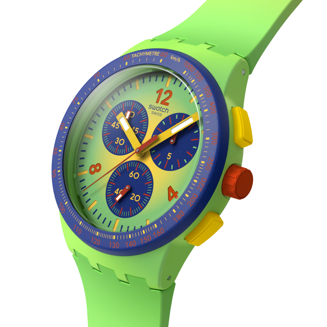 Swatch Flowing Freshly Grünes Zifferblatt Silikonarmband Uhr SUSG101
