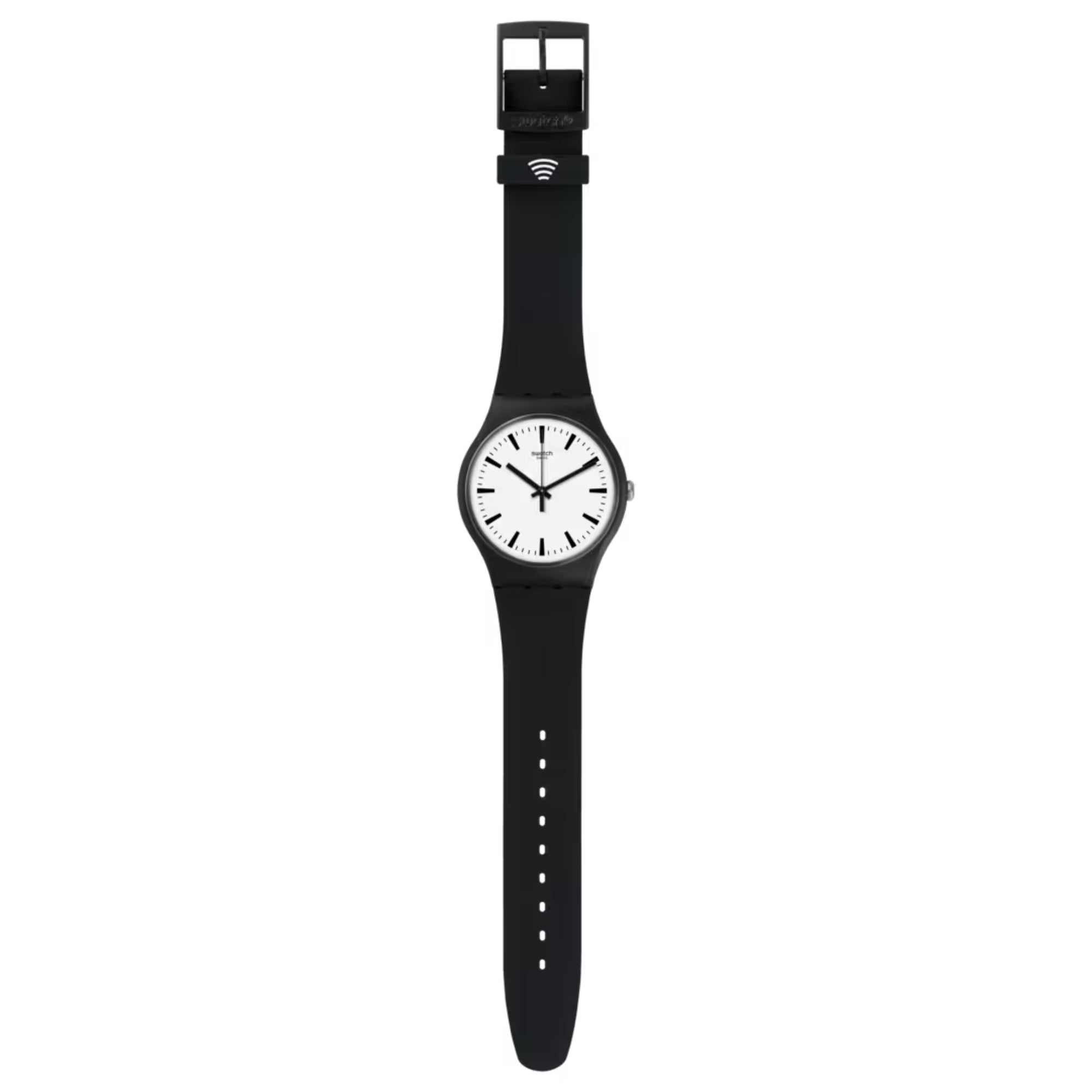 Swatch SwatchPAY! Blackback Pay Quartz White Dial Silicone Strap Watch SVIB105-5300