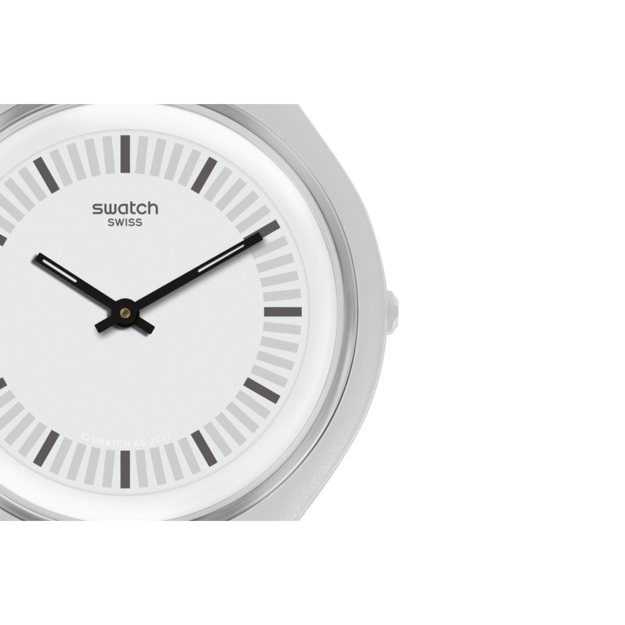 Swatch Skinstructur Graues Kunststoffgehäuse Silikonarmband Graues Zifferblatt Herren Uhr SVUM102