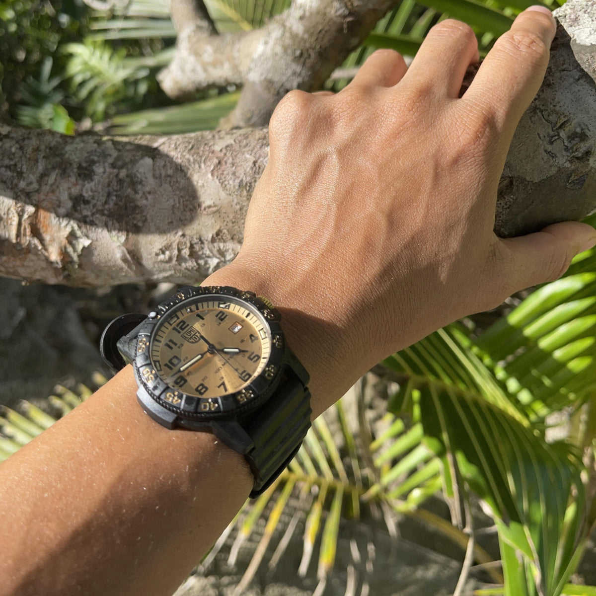 Luminox Leatherback Sea Turtle Giant Serie Golden Zifferblatt Schwarzes PU-Armband Herren Uhr XS.0325.GP