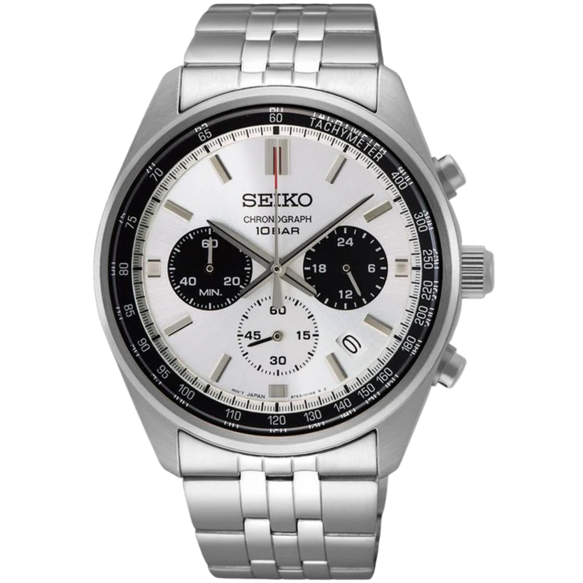 Seiko Essentials SSB425P1 Chronograph steel bracelet mens watch front view