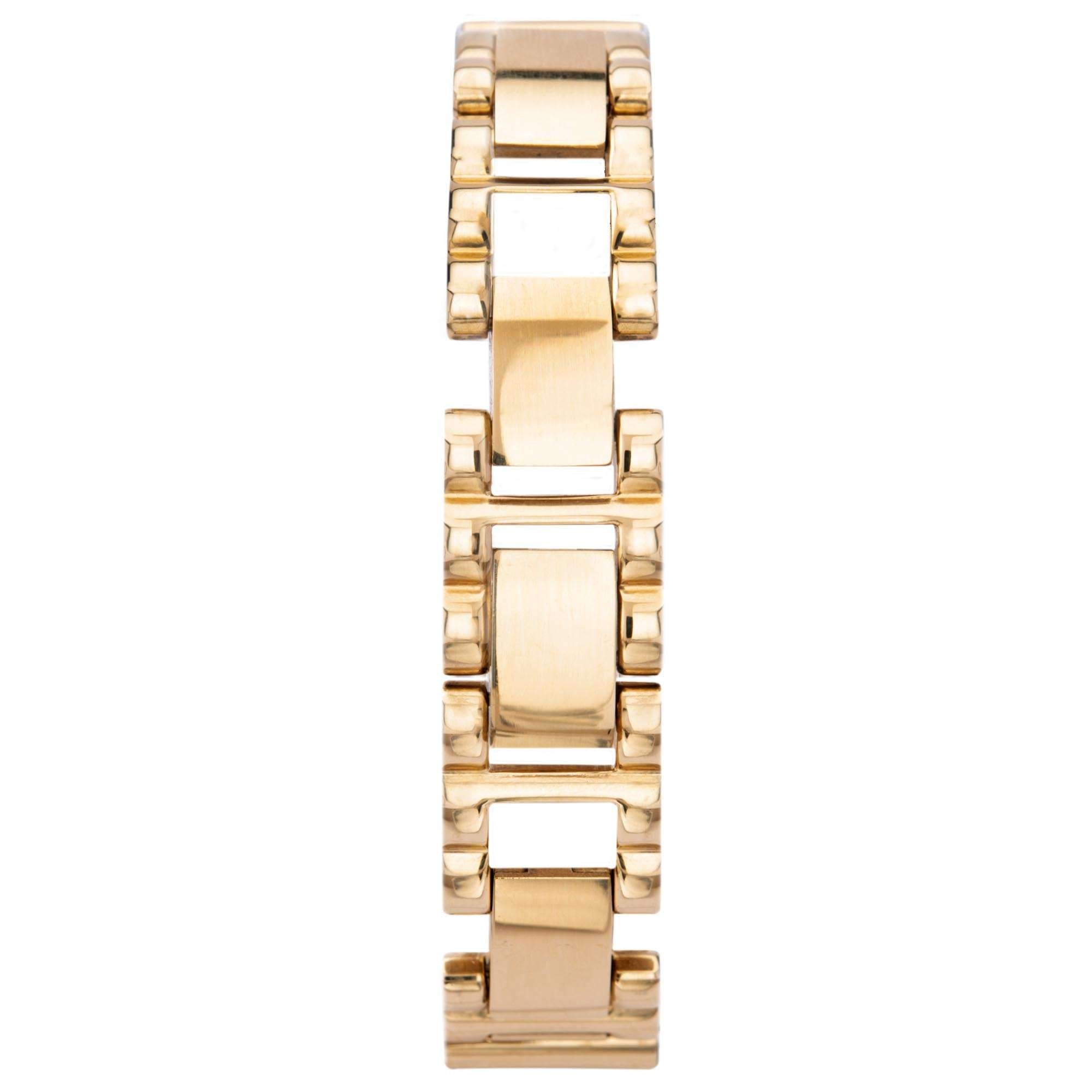 Seksy Edge Quartz Silbernes Zifferblatt Gold PVD Edelstahlarmband Damen Uhr 2866