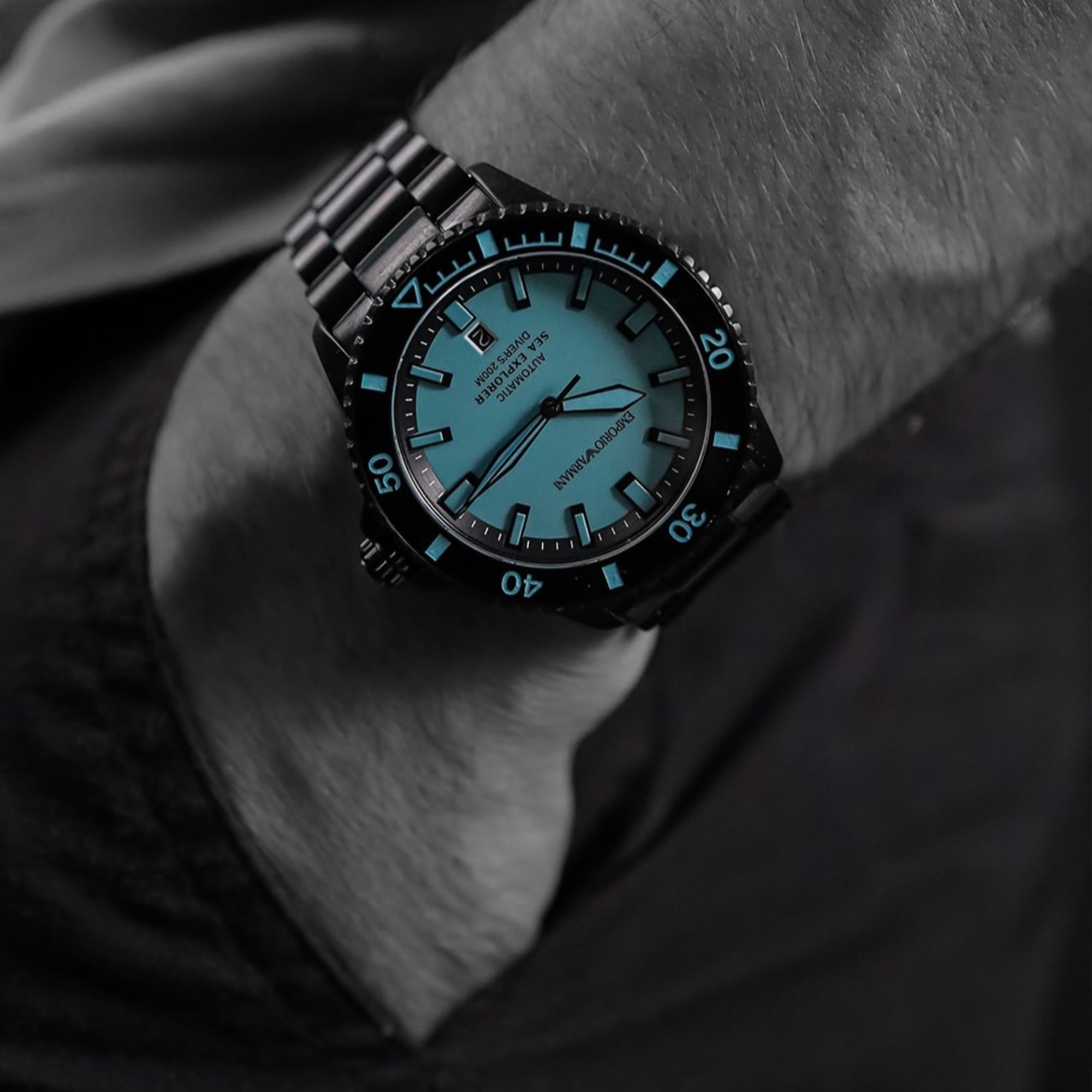 Emporio Armani Sea Explorer 42.5mm Blue Dial Steel Mens Automatic Watch AR60084