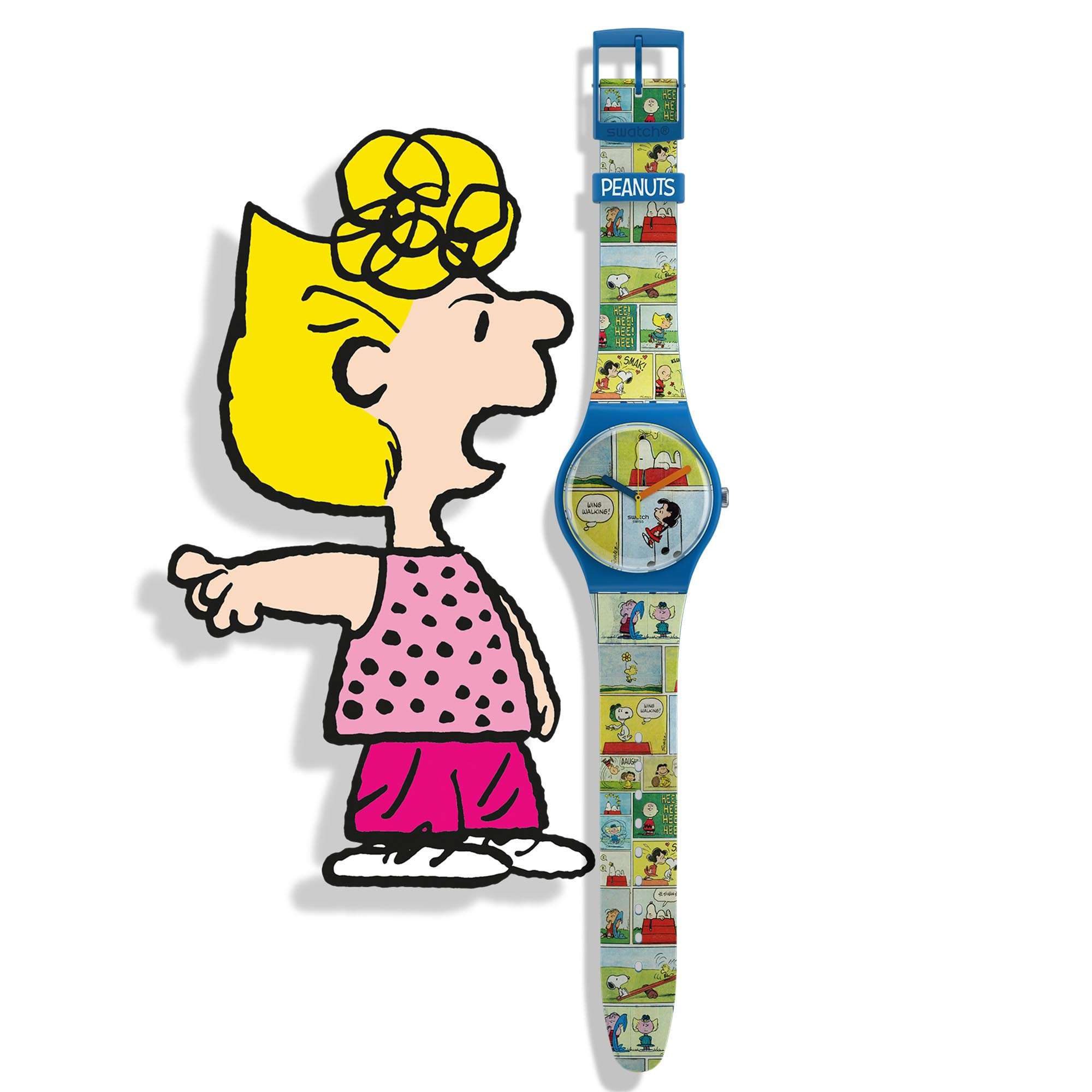 Swatch Peanuts Smak! Snoopy Multi-coloured Dial Silicone Strap Watch SO29Z108