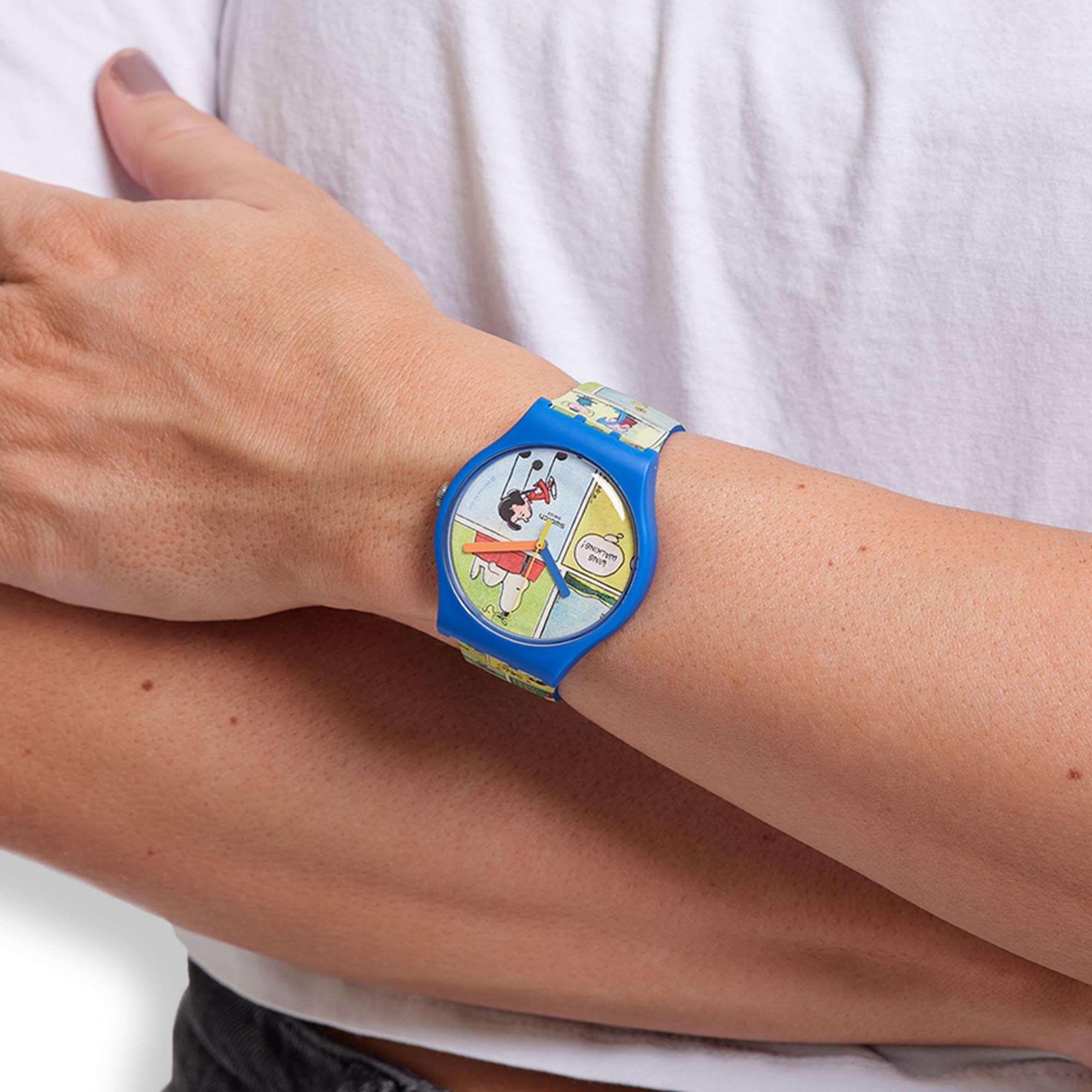 Swatch Peanuts Smak! Snoopy Multi-coloured Dial Silicone Strap Watch SO29Z108