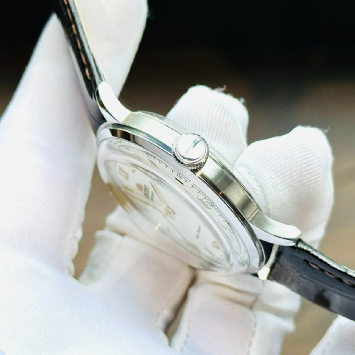 Orient Bambino 40.5mm White Dial Leather Mens Automatic Watch TAC00008W0