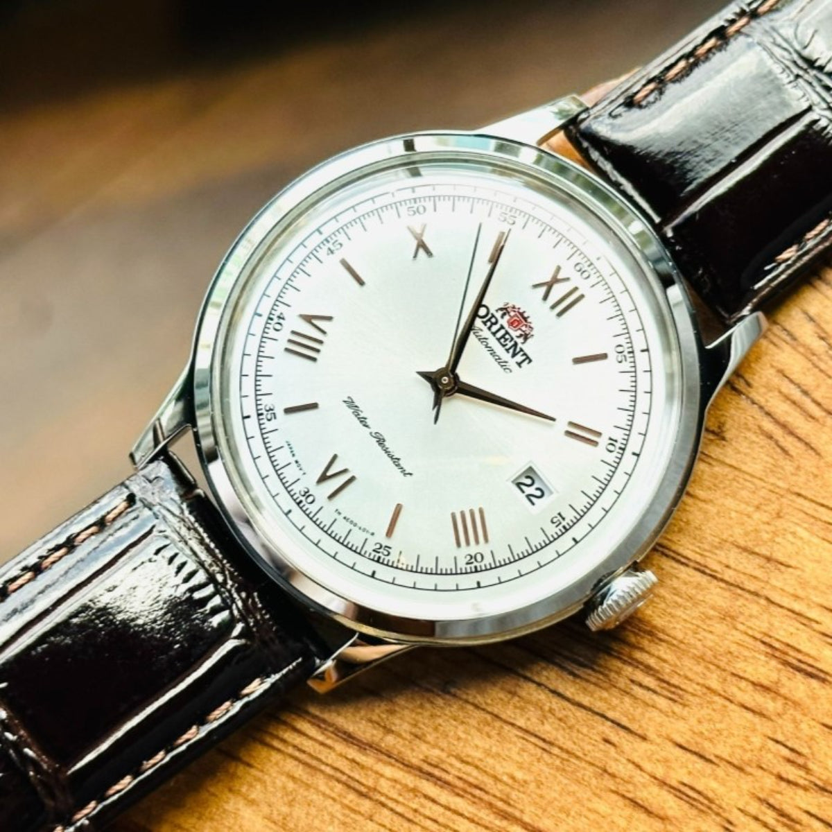 Orient Bambino 40.5mm White Dial Leather Mens Automatic Watch TAC00008W0