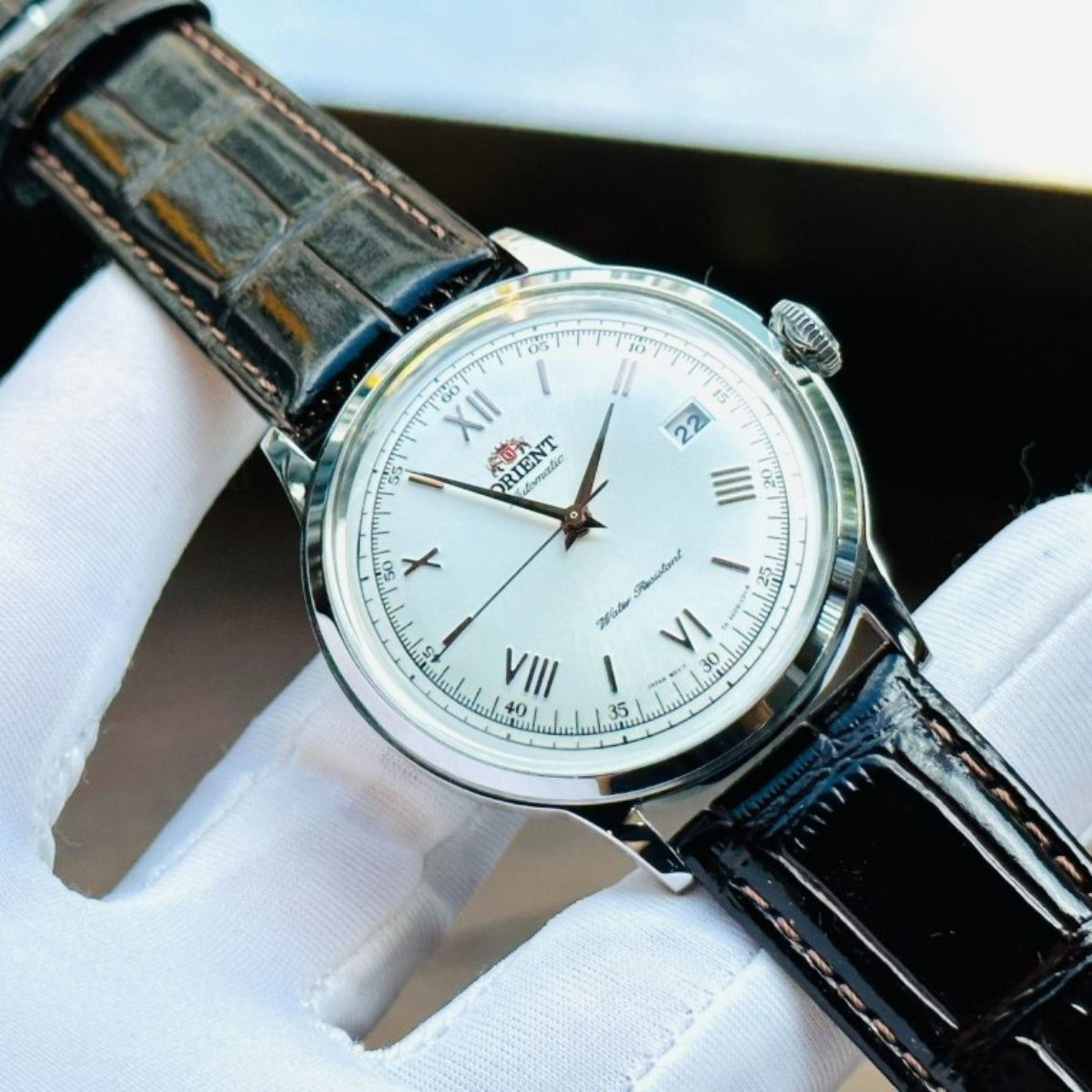 Orient Bambino 40.5mm White Dial Leather Mens Automatic Watch TAC00008W0