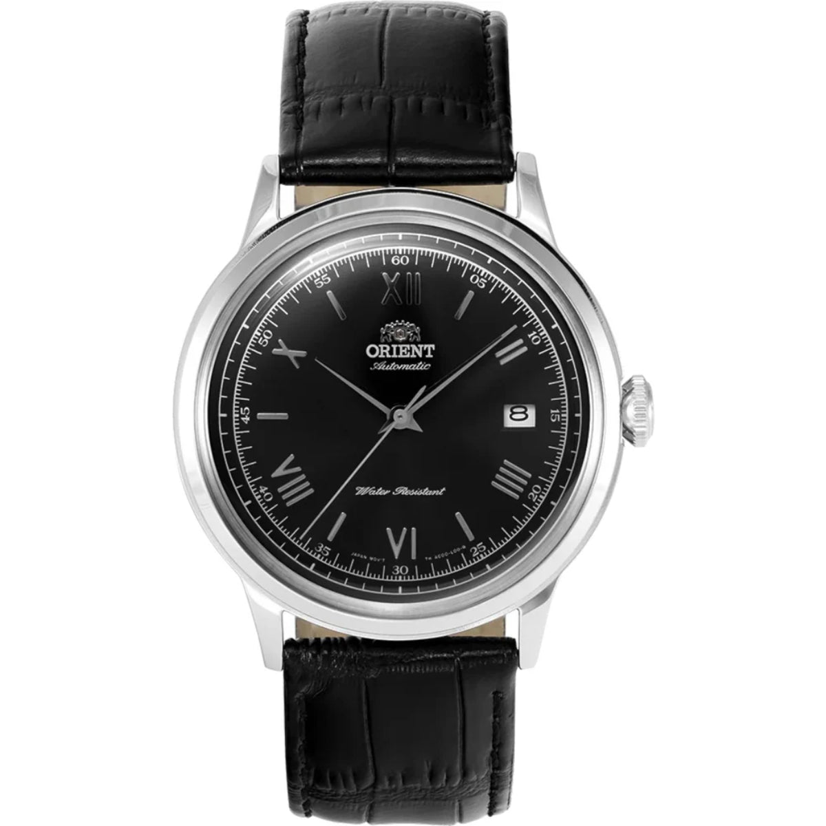 ORIENT Bambino 40,5 mm Klassische Version 2 Schwarzes Zifferblatt Leder Herren Automatikarmbanduhr TAC0000AB0
