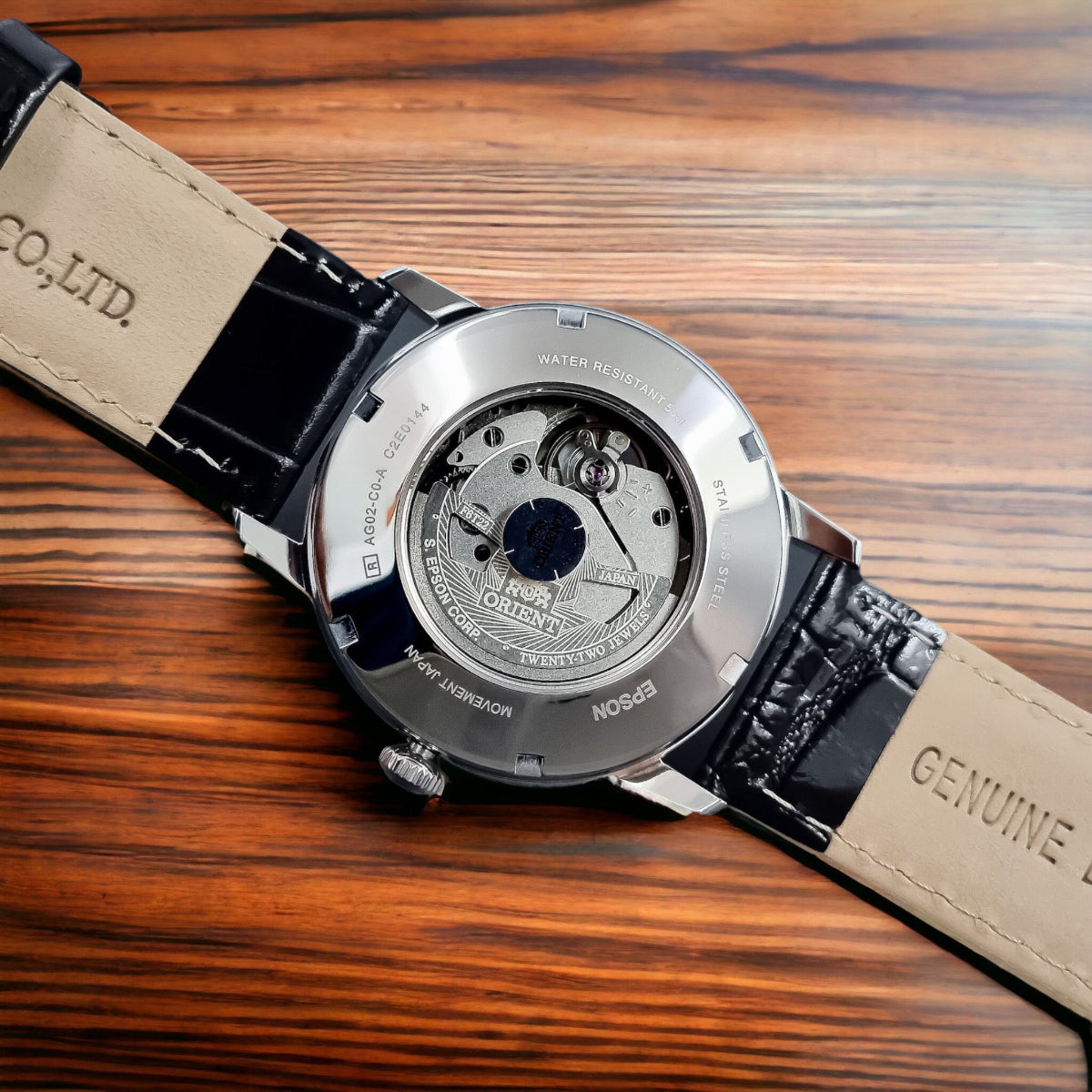 Orient Contemporary 41mm Offenes Herz Schwarzes Zifferblatt Leder Herren Automatik Uhr TAG02004B0