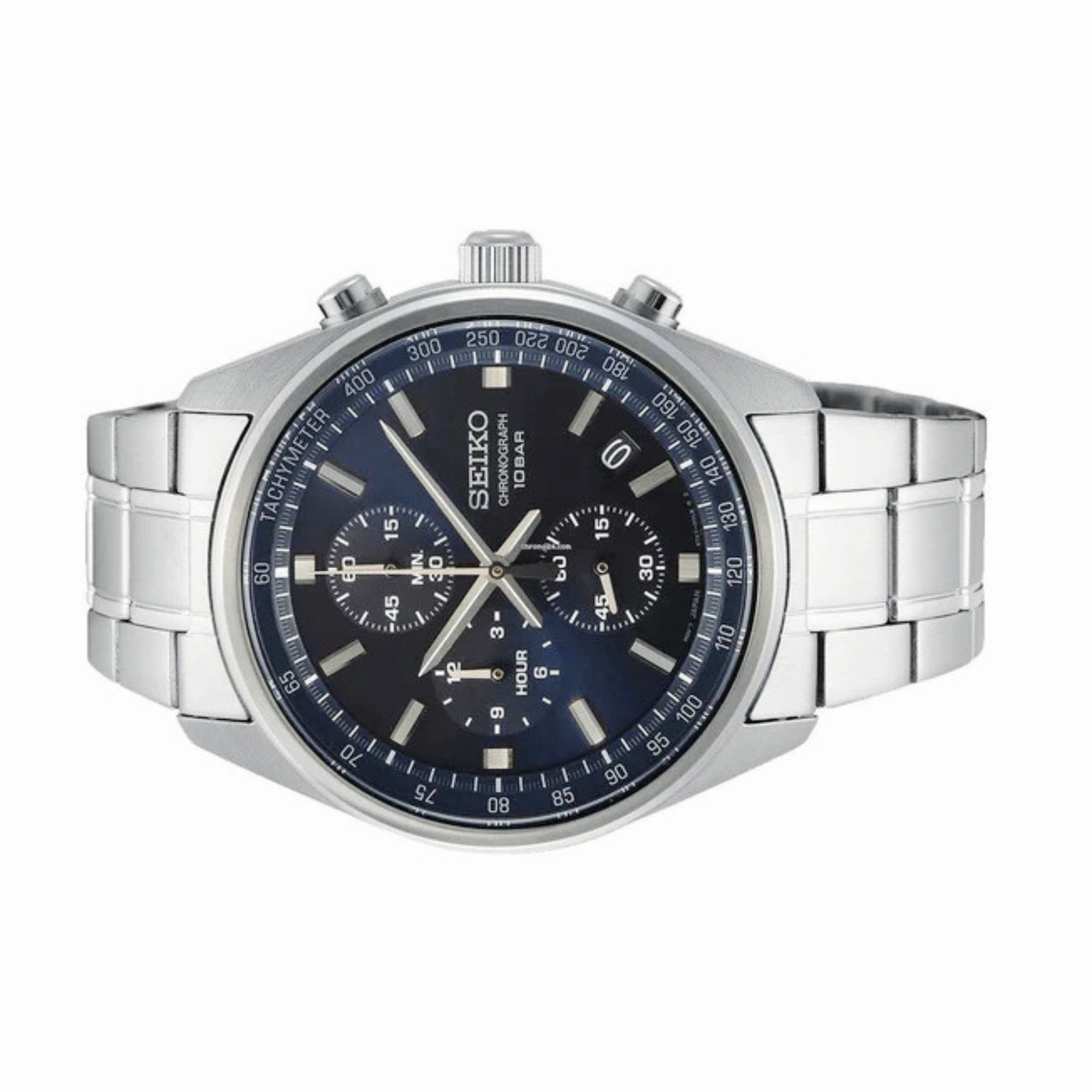 Seiko Essentials SSB377P1 41.5mm Chronograph Blue Dial stainless steel watch front view