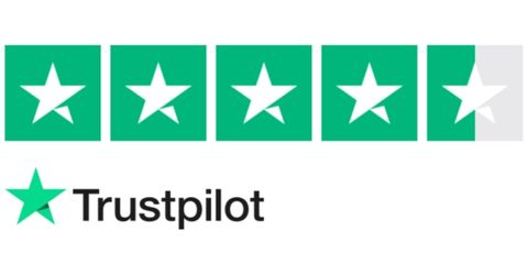4.5 out of 5 stars rating, featuring green star icons above the Trustpilot logo