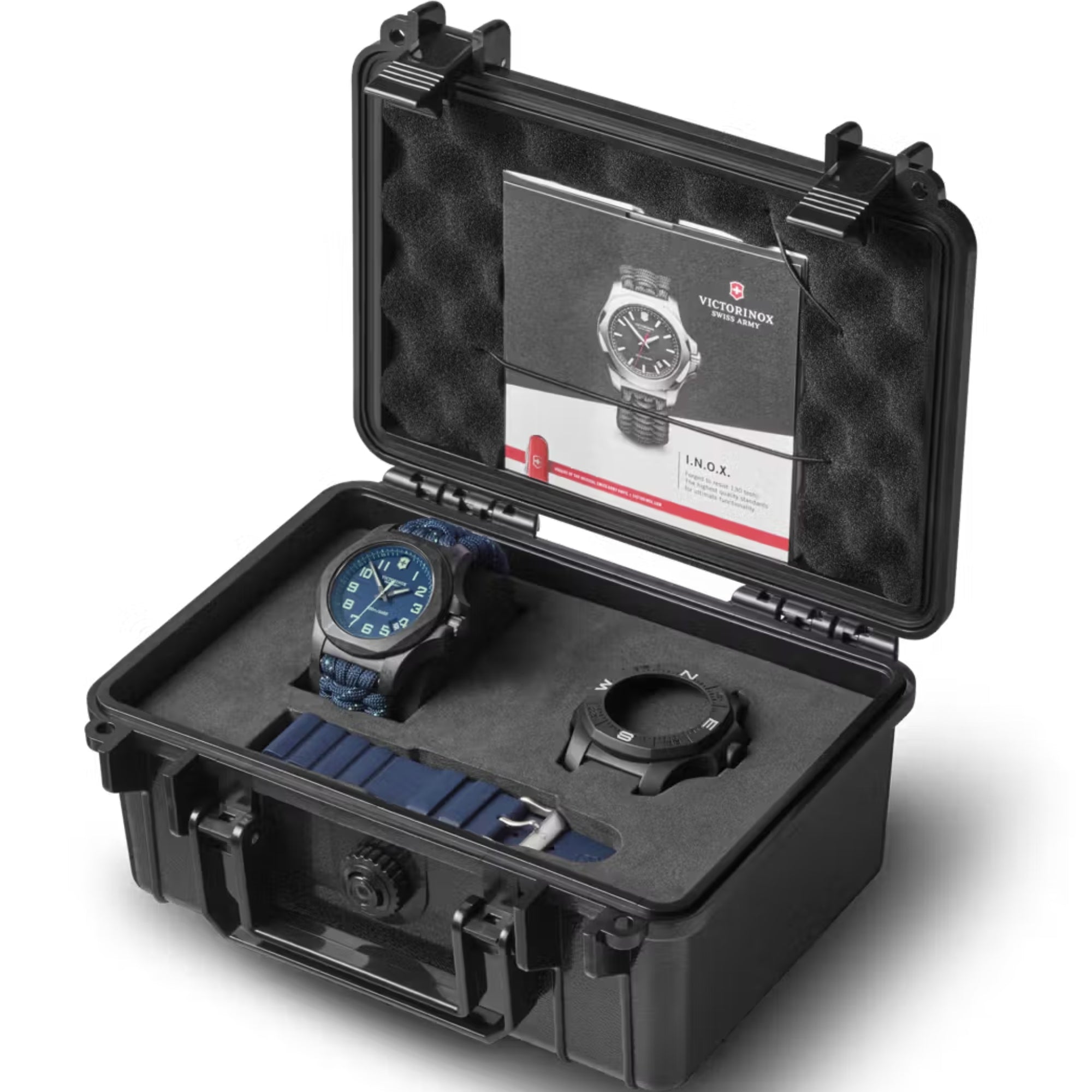 Victorinox I.N.O.X 42mm Blue Dial Paracord Mens Quartz Watch Set 241860