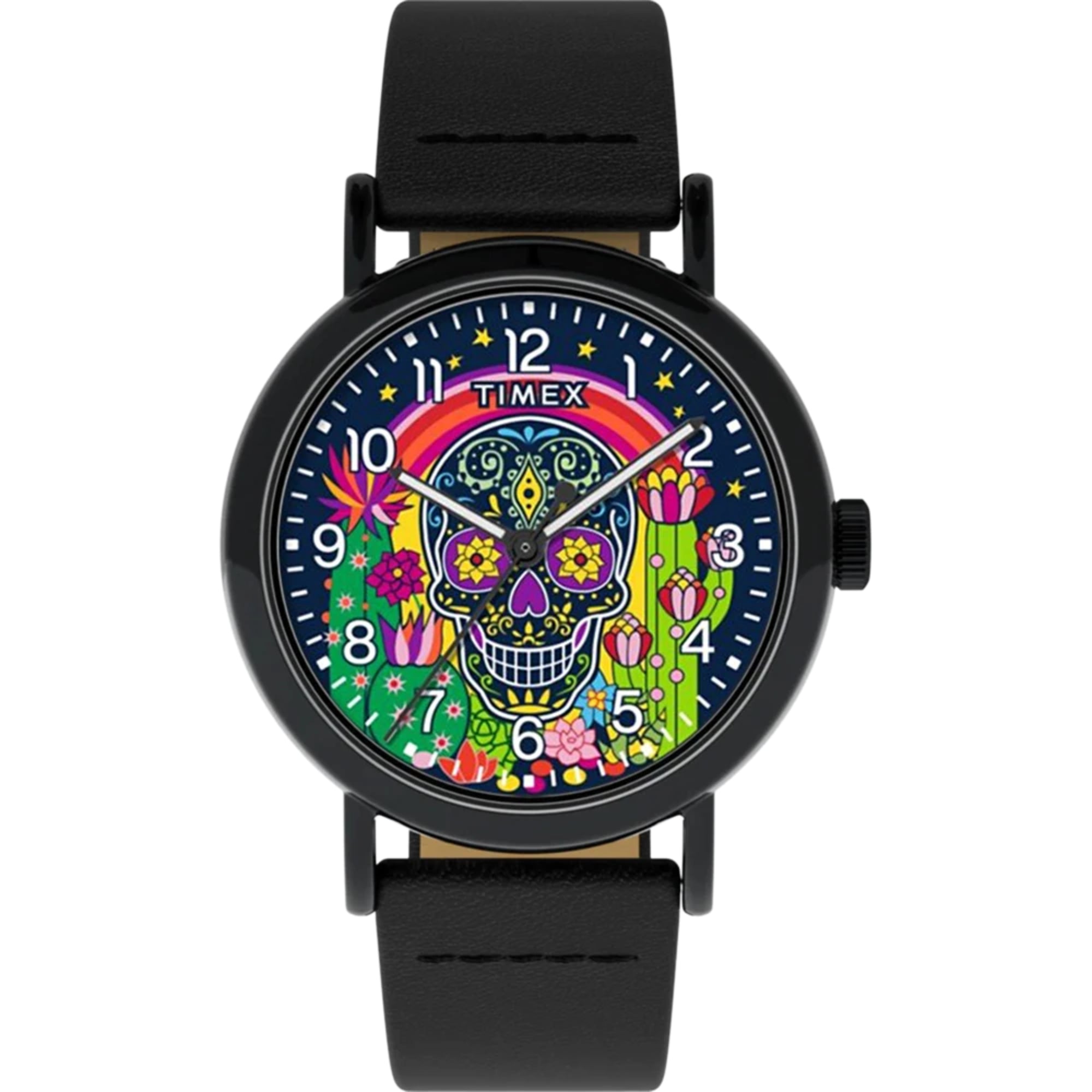 Timex Weekender 40mm Multicoloured Dial Leather Mens Quartz Watch TW2Y15900