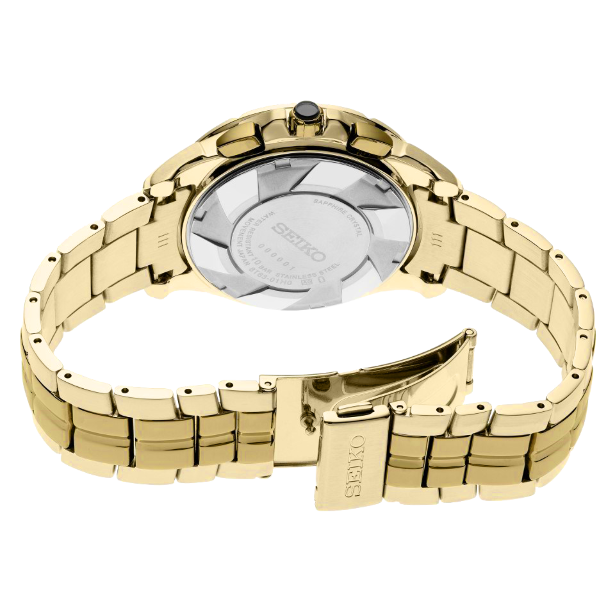 Gold Seiko watch on a white background