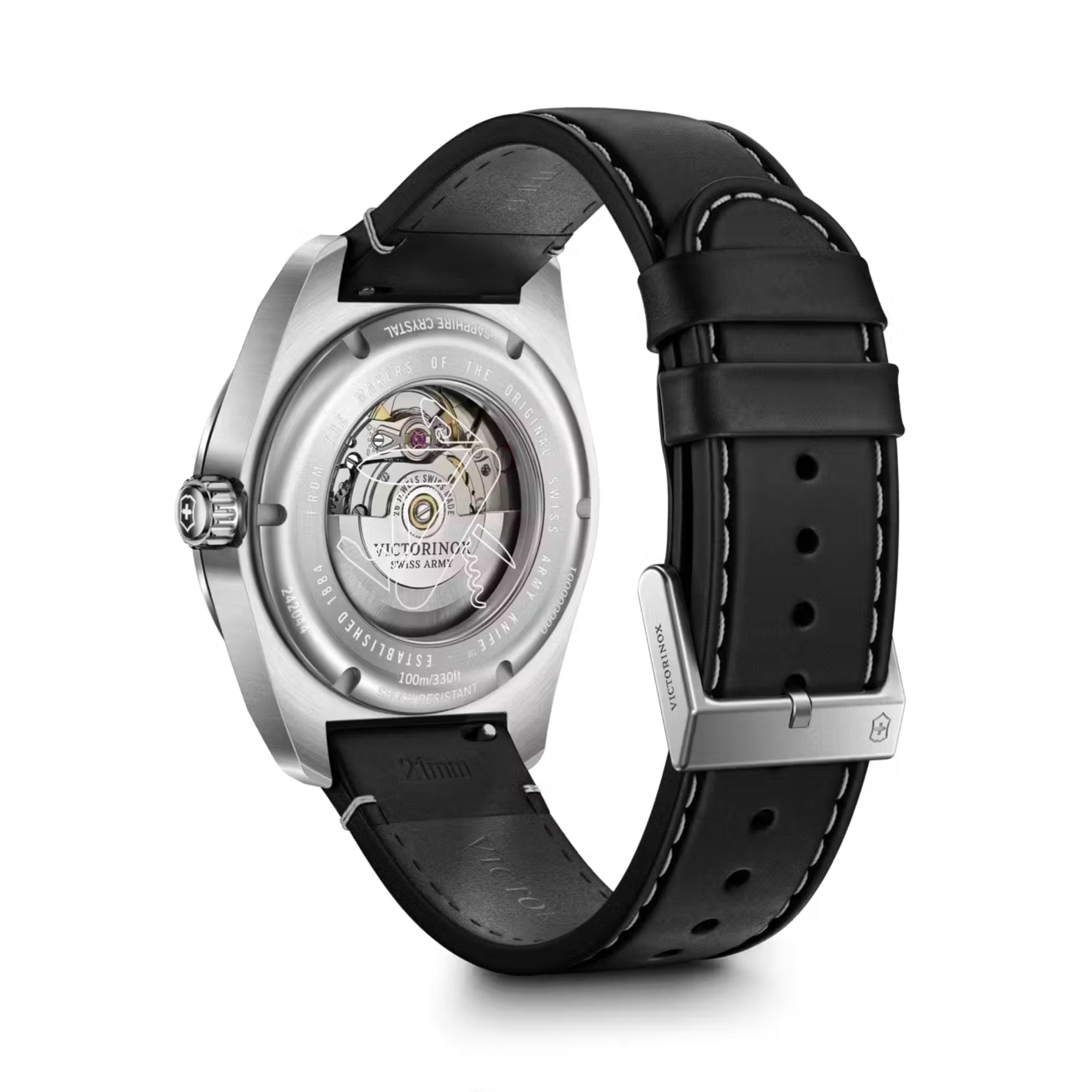 Victorinox Swiss Army 42mm Black Dial Leather Mens Automatic Watch 242044
