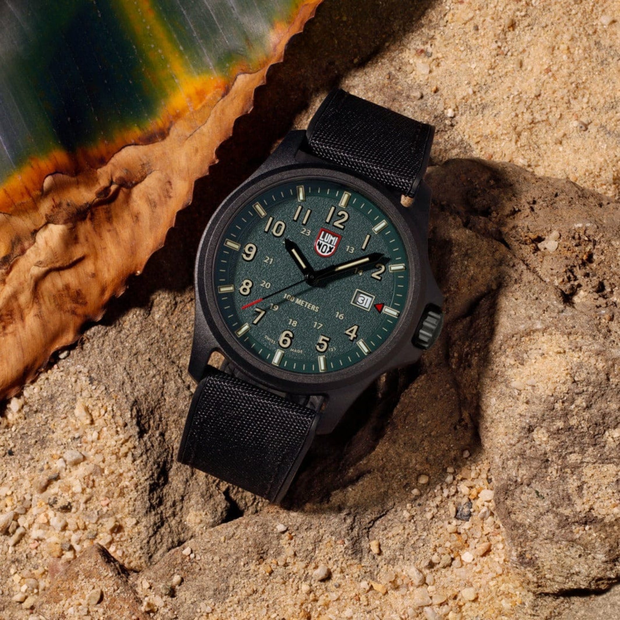 Luminox Atacama Field Quartz 1960 Serie Grünes Zifferblatt Gummiarmband Herren Uhr XL.1977