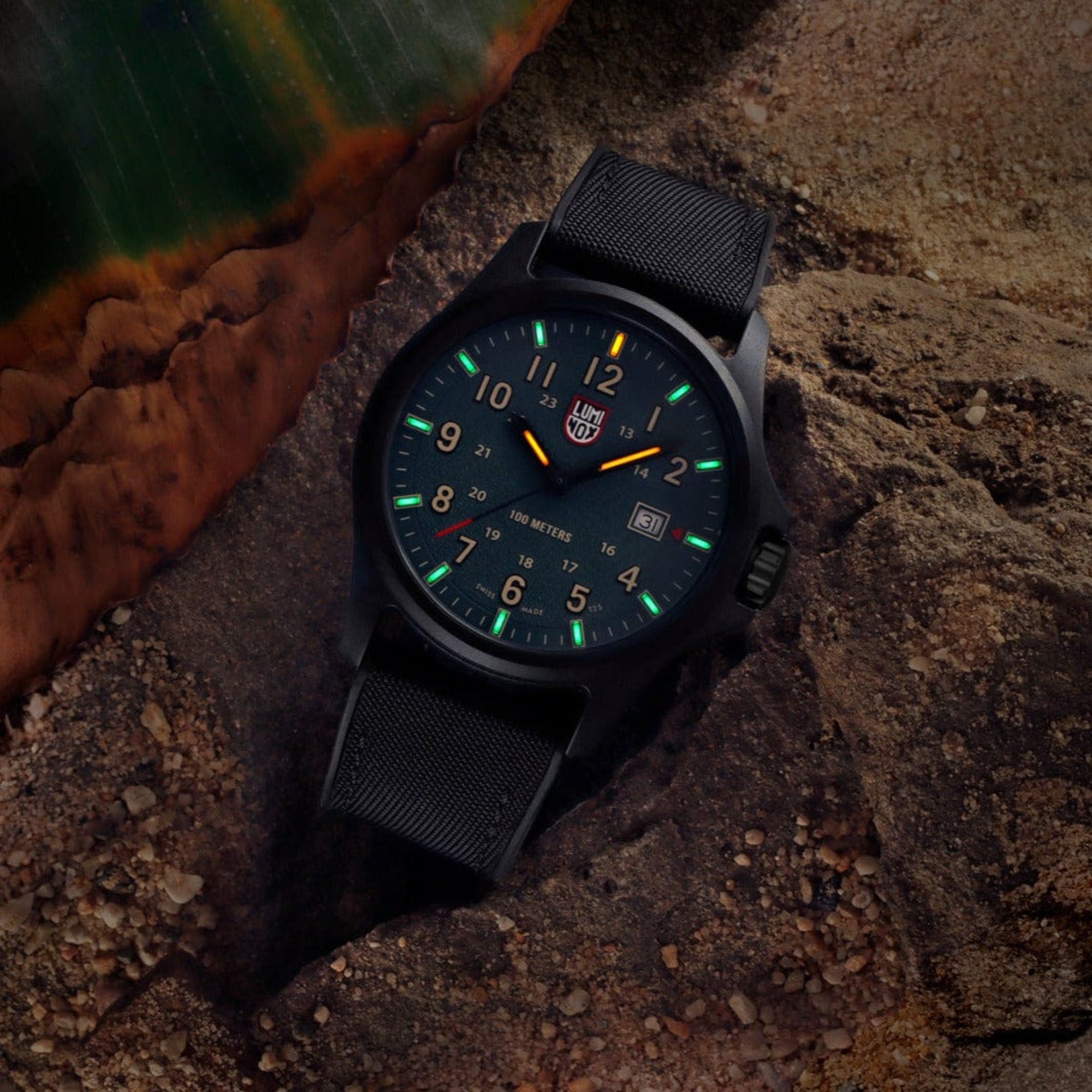 Luminox Atacama Field Quartz 1960 Serie Grünes Zifferblatt Gummiarmband Herren Uhr XL.1977