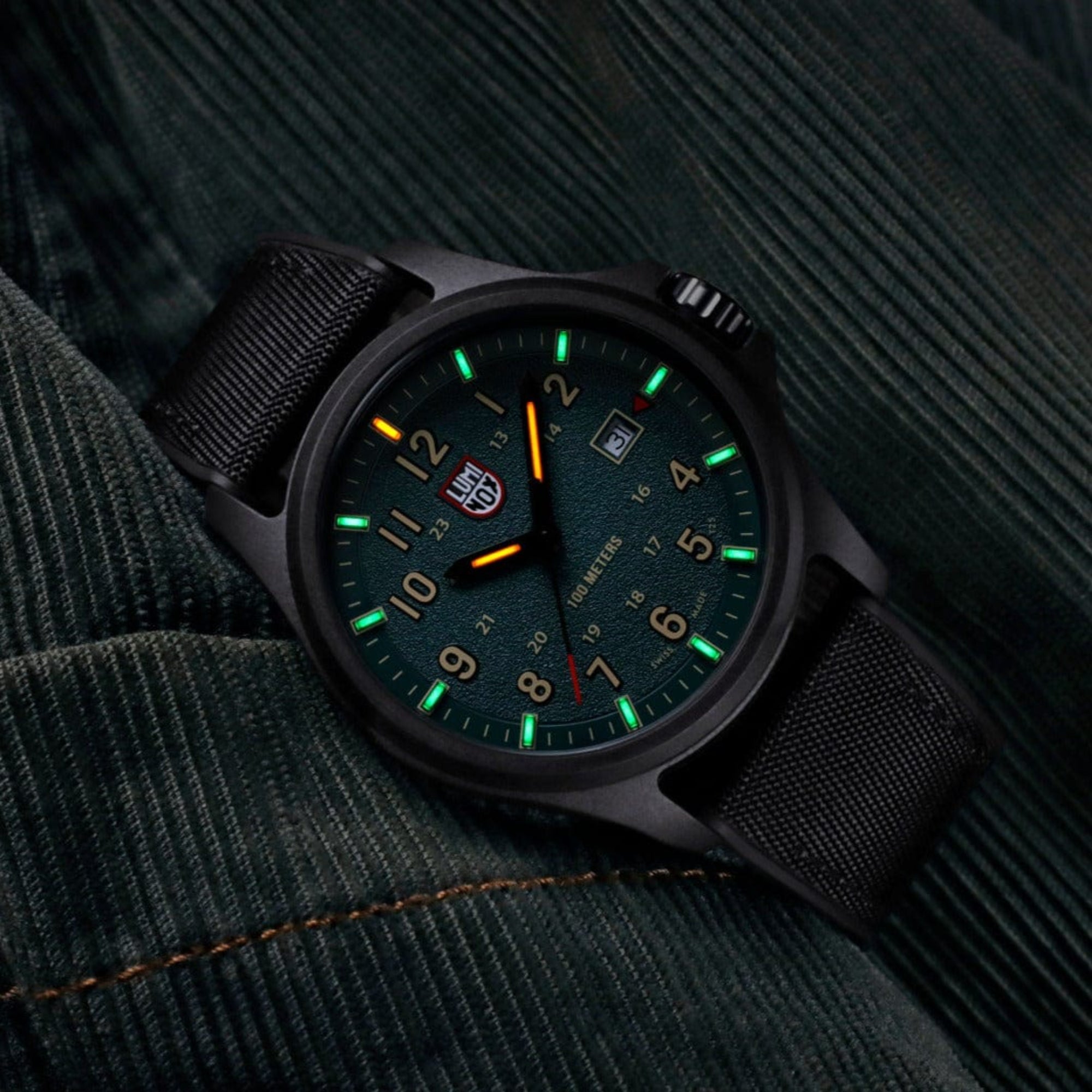 Luminox Atacama Field Quartz 1960 Serie Grünes Zifferblatt Gummiarmband Herren Uhr XL.1977