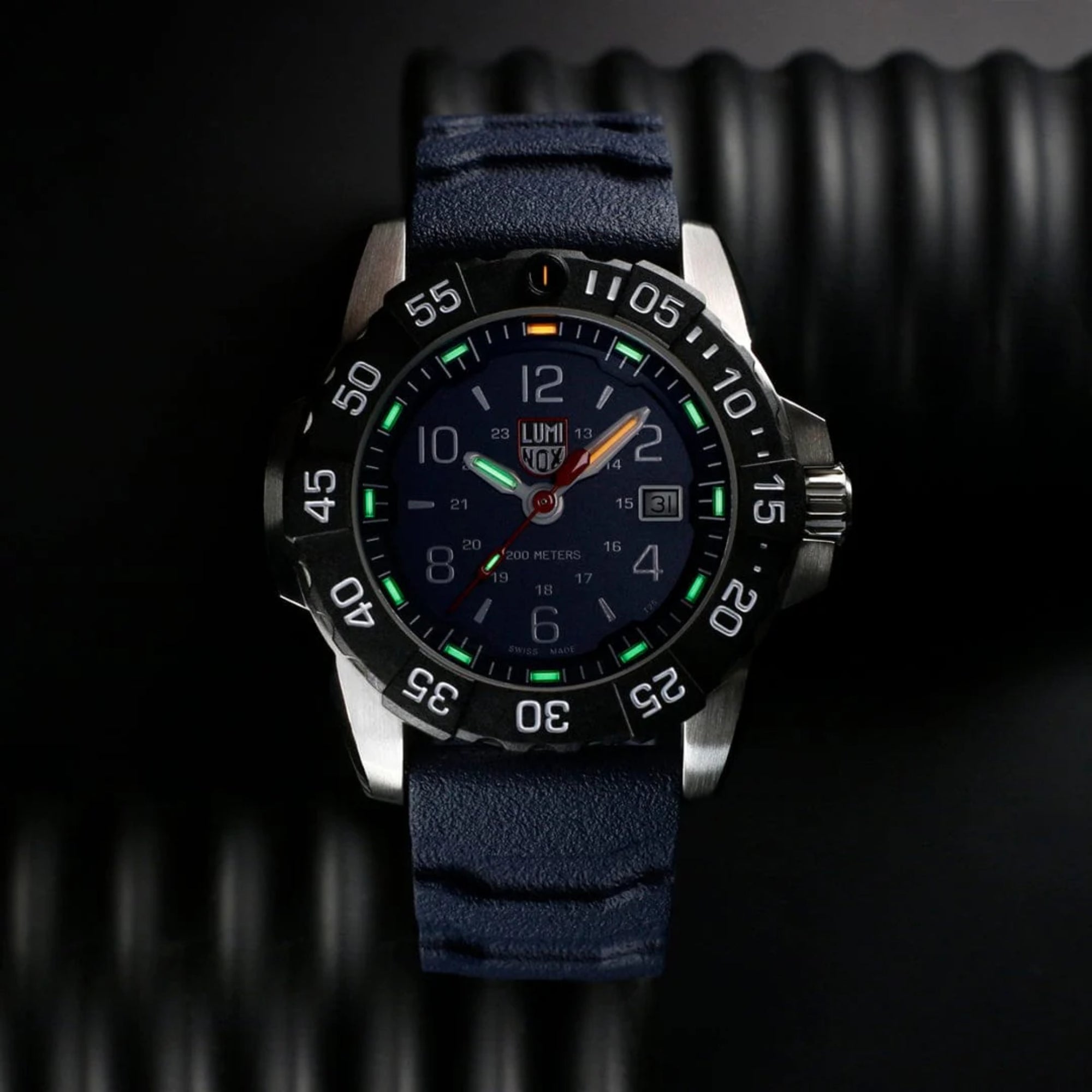 Luminox Navy Seal 45mm Blaues Zifferblatt Gummi Herren Quarz Uhr XS.3253.CB