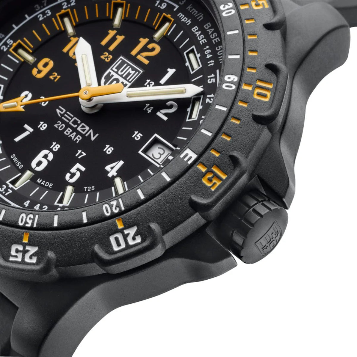 Luminox Recon Pointman Quarz Schwarzes Zifferblatt Nitril Gummiband Herren Uhr XL.8825.H.SET