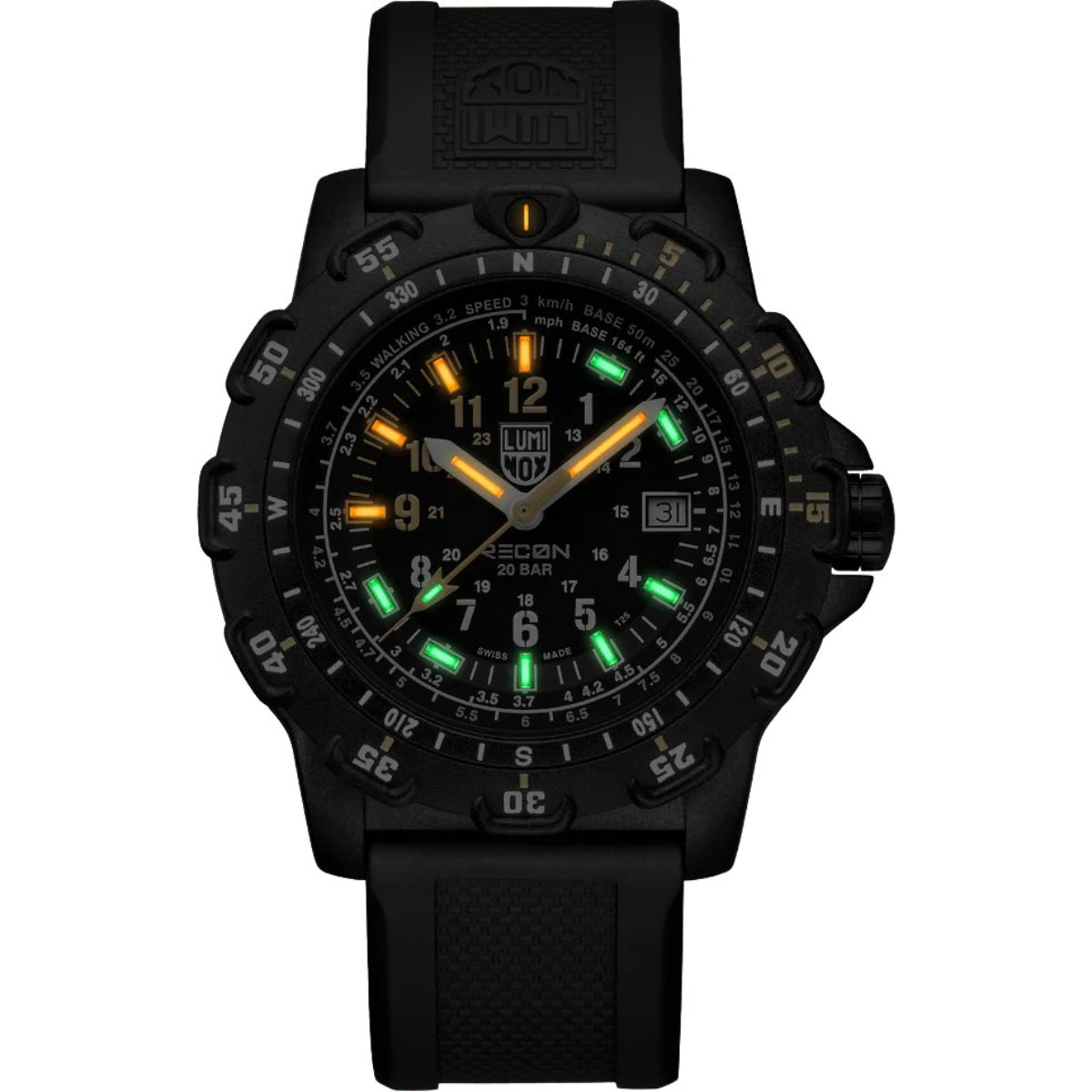 Luminox Recon Pointman Quarz Schwarzes Zifferblatt Nitril Gummiband Herren Uhr XL.8825.H.SET