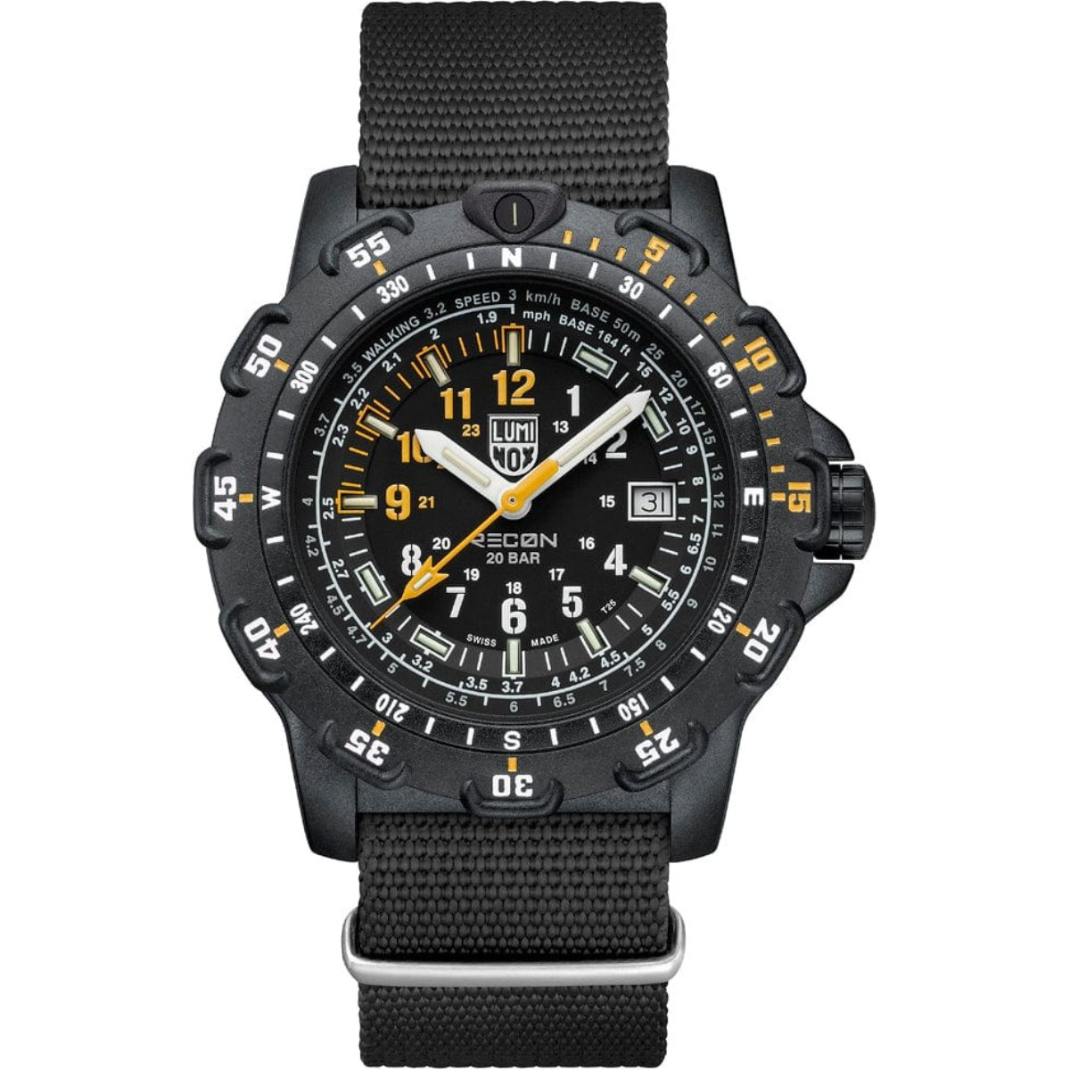 Luminox Recon Pointman Quarz Schwarzes Zifferblatt Nitril Gummiband Herren Uhr XL.8825.H.SET