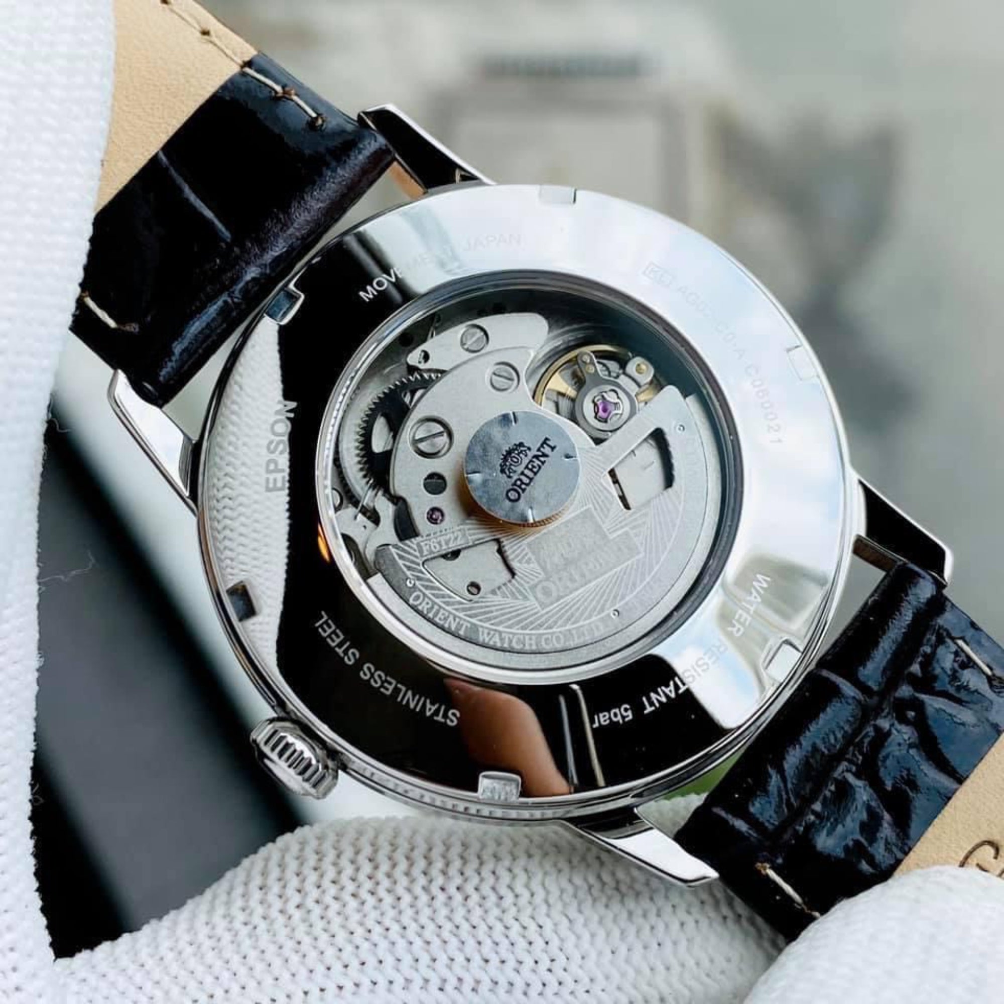 Orient Contemporary 41mm Open Heart White Dial Leather Mens Automatic Watch TAG02005W0