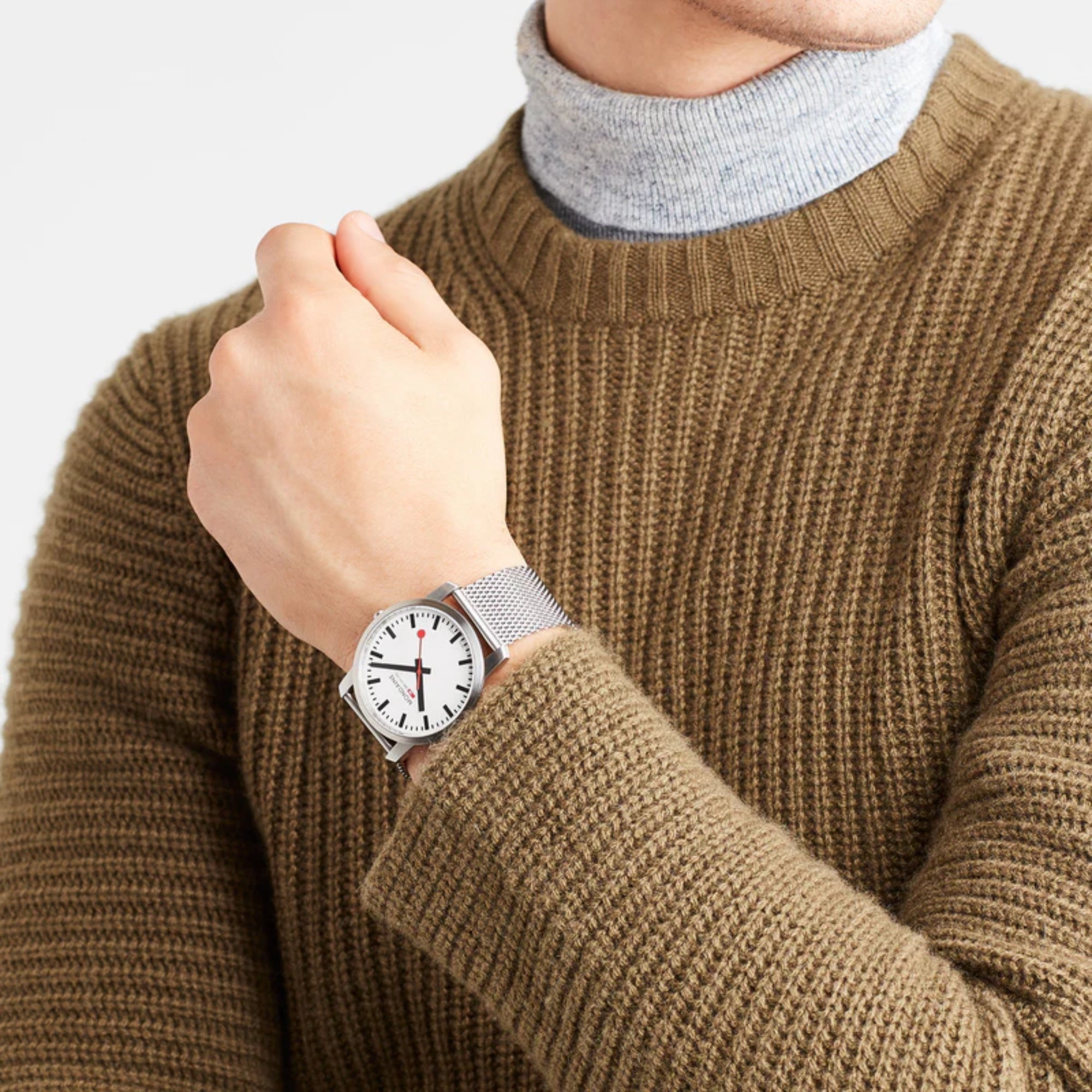 Mondaine Simply Elegant 40mm White Dial Steel Mens Quartz Watch A638.30350.16SBZ